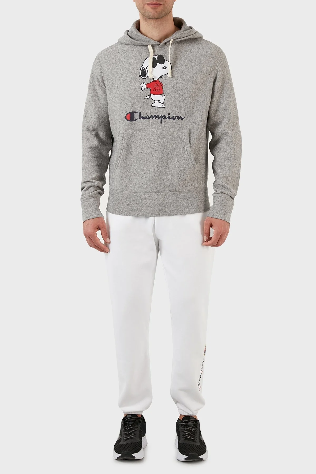 Champion Baskılı Regular Fit Kapüşonlu Kanguru Cepli % 100 Pamuk Erkek Sweat 217799 ANTIQUE GREY MIX GRİ - 5