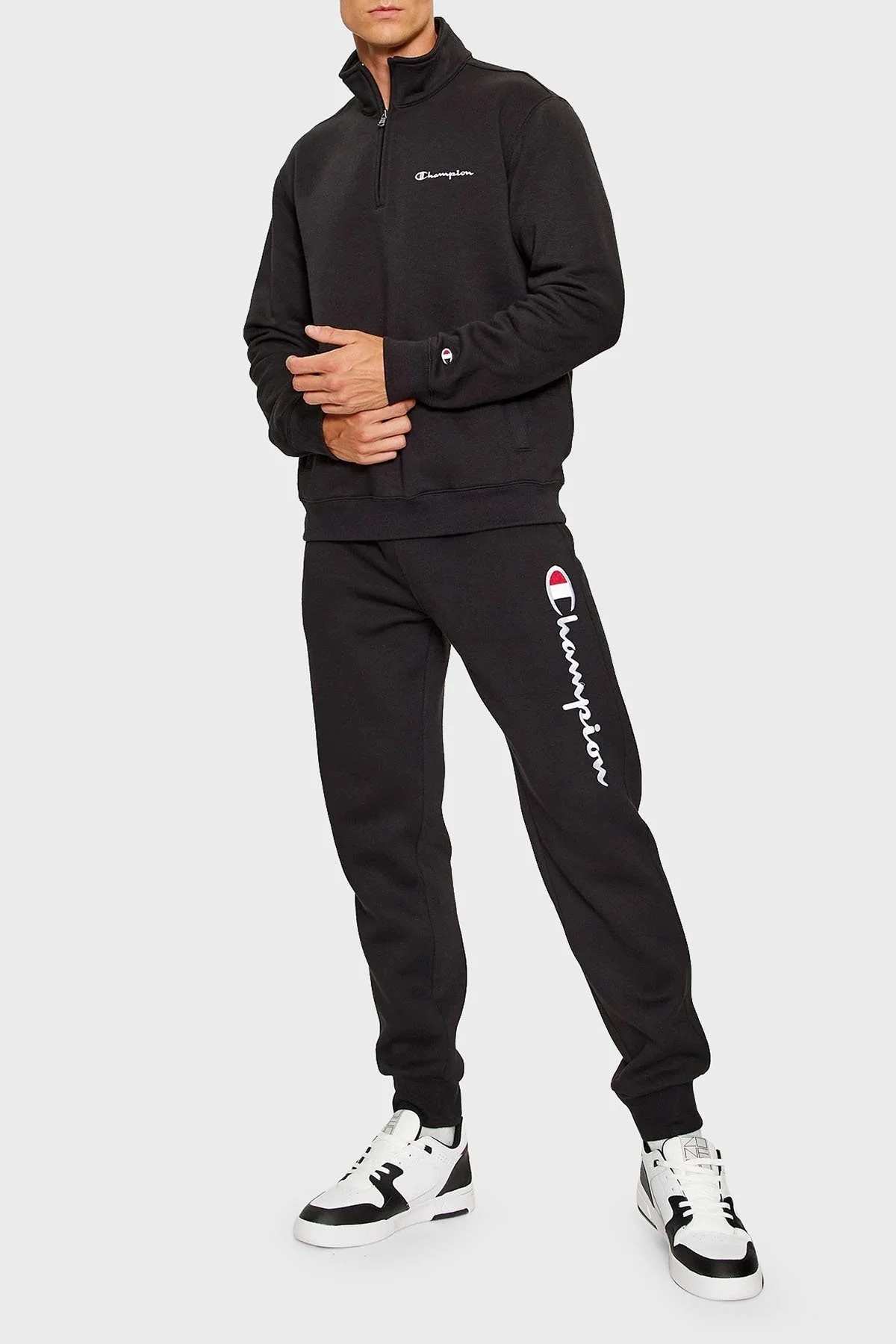 Champion Comfort Fit İçi Polarlı Yarım Fermuarlı Erkek Sweat 219213 NBK KK001 SİYAH - 3