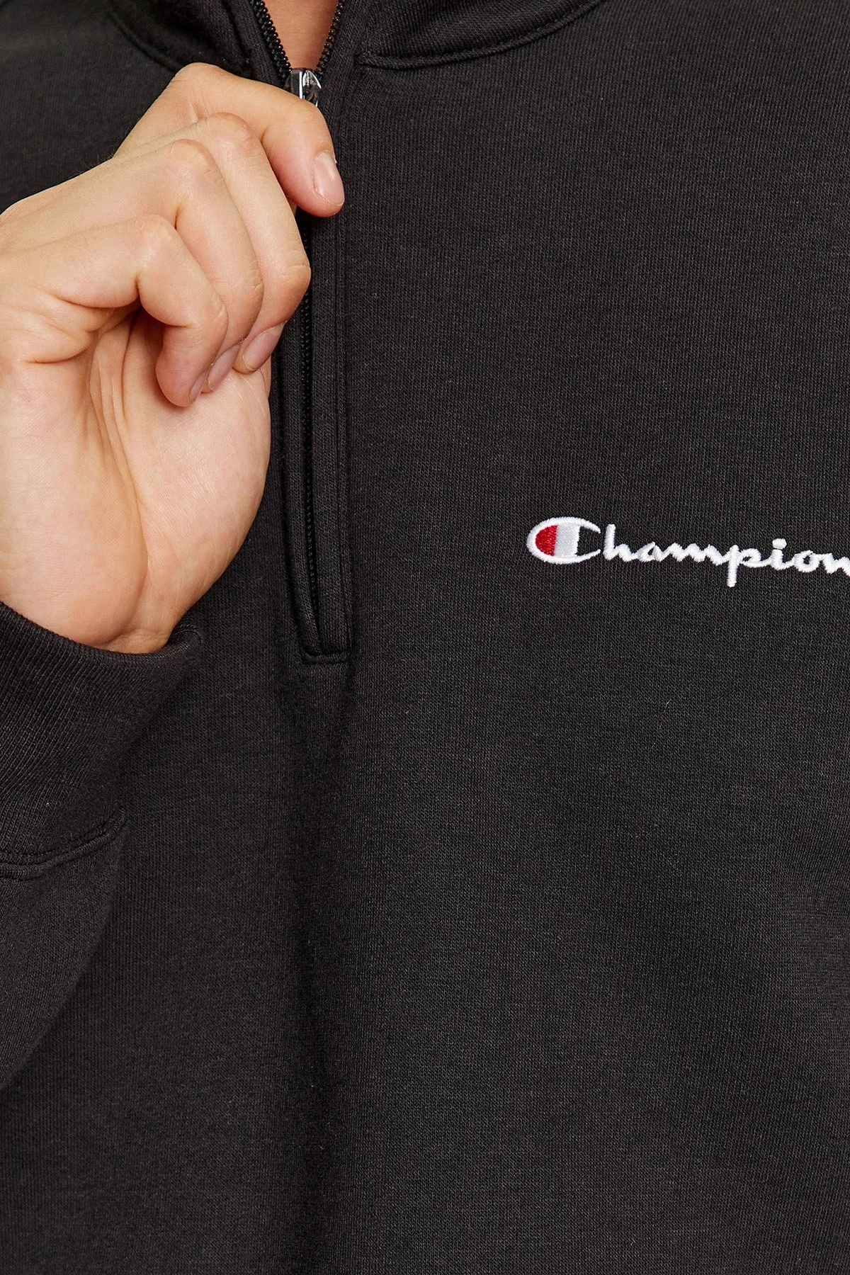 Champion Comfort Fit İçi Polarlı Yarım Fermuarlı Erkek Sweat 219213 NBK KK001 SİYAH - 4
