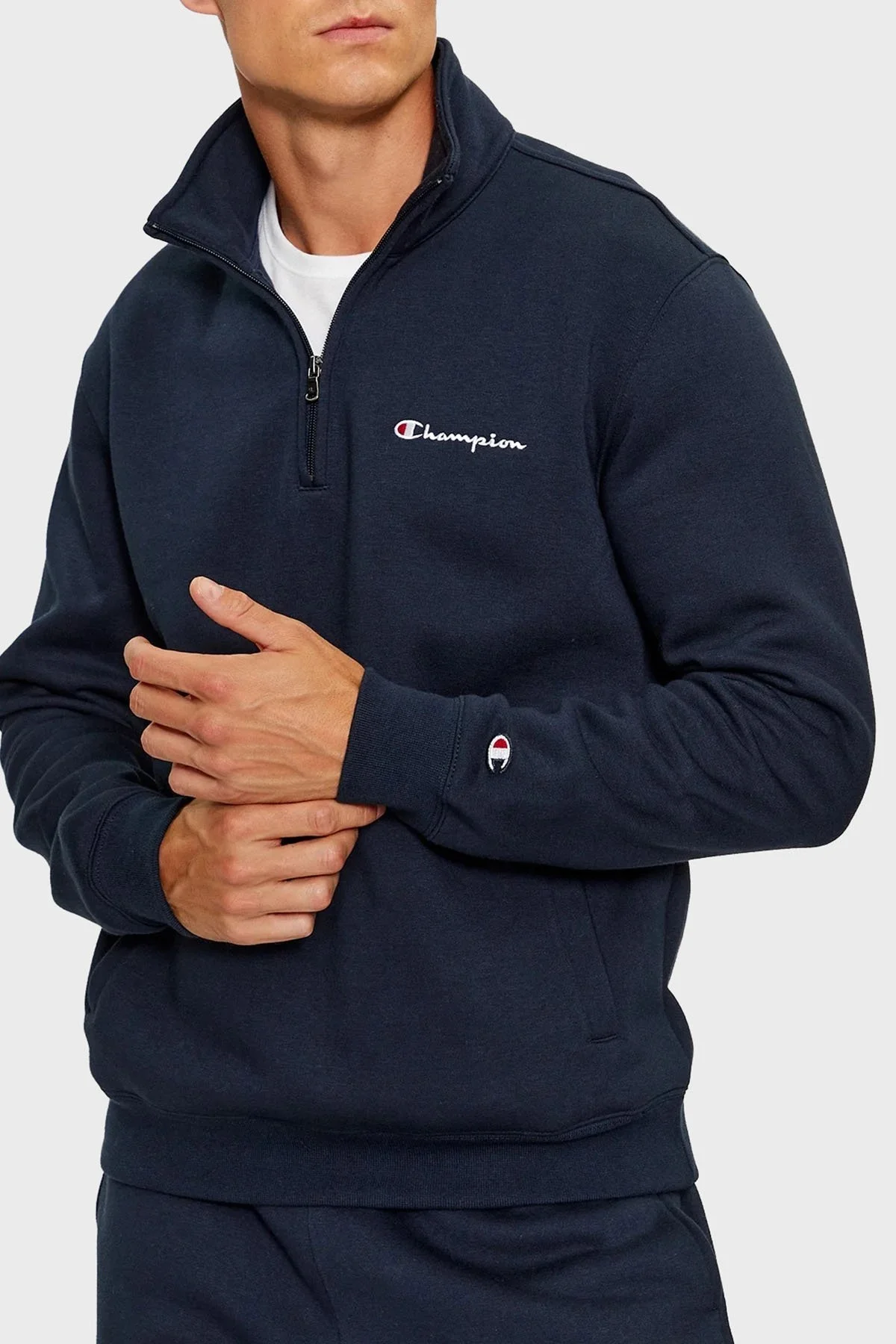 Champion Comfort Fit İçi Polarlı Yarım Fermuarlı Erkek Sweat 219213 NNY BS501 LACİVERT - 1