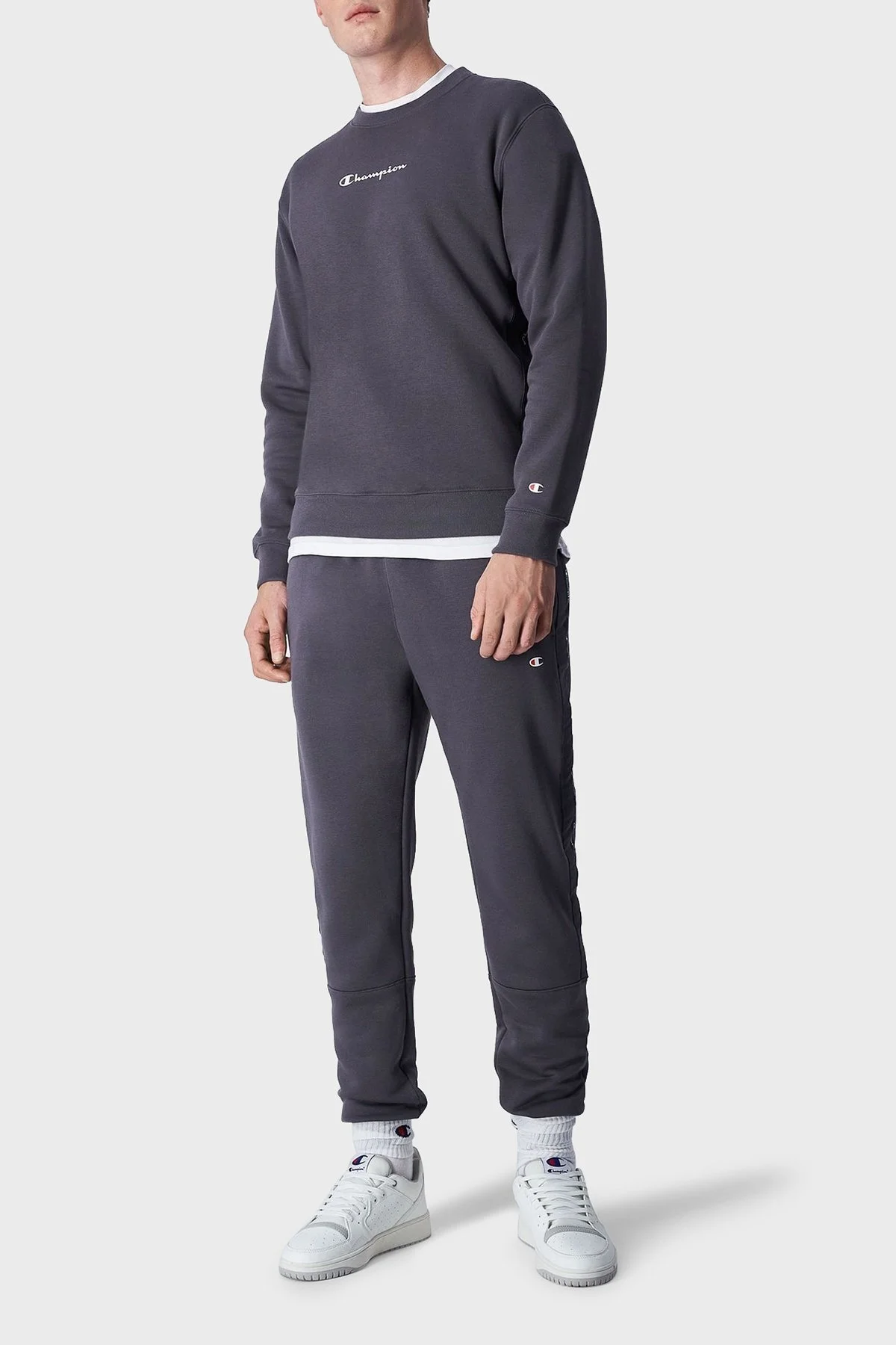 Champion Jakar Bantlı İçi Polarlı Bisiklet Yaka Comfort Fit Erkek Sweat 219093 EBN ES508 ANTRASİT - 2