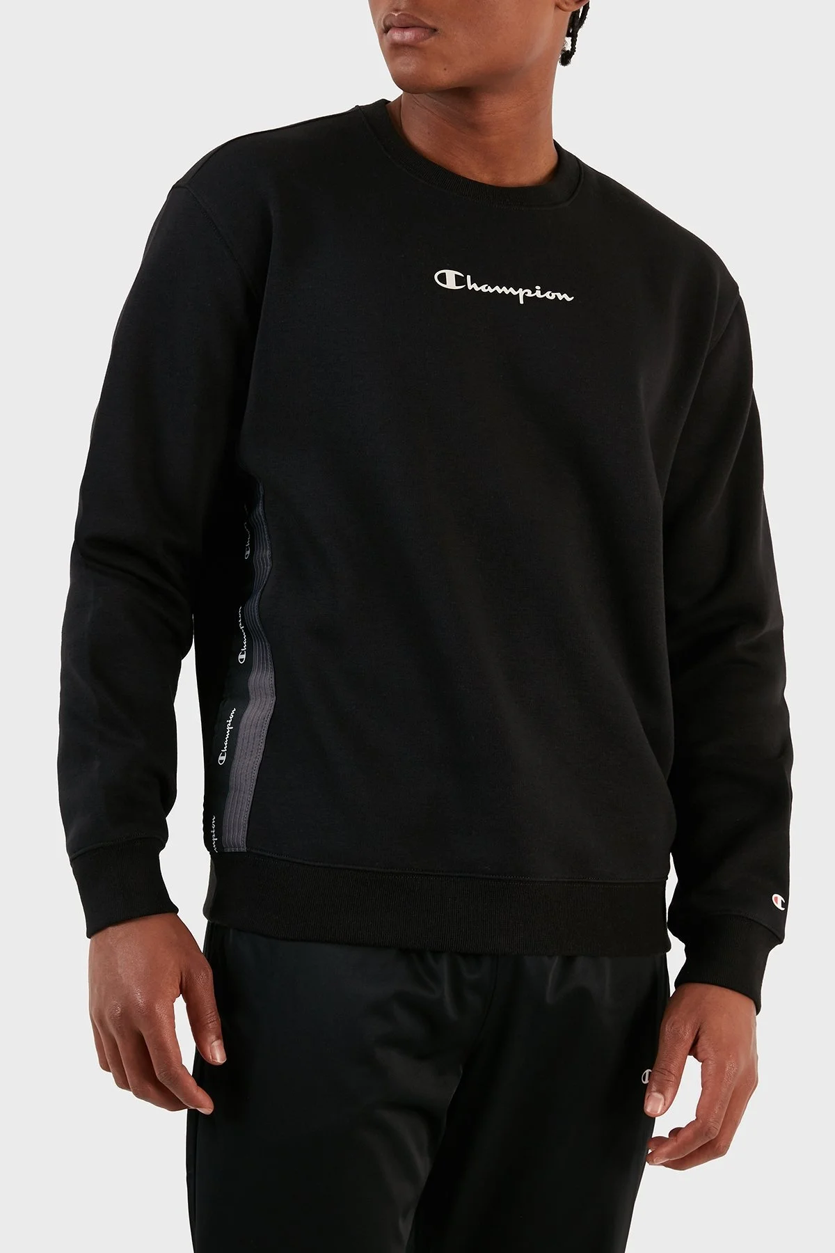 Champion Jakar Bantlı İçi Polarlı Bisiklet Yaka Comfort Fit Erkek Sweat 219093 NBK KK001 SİYAH - 3