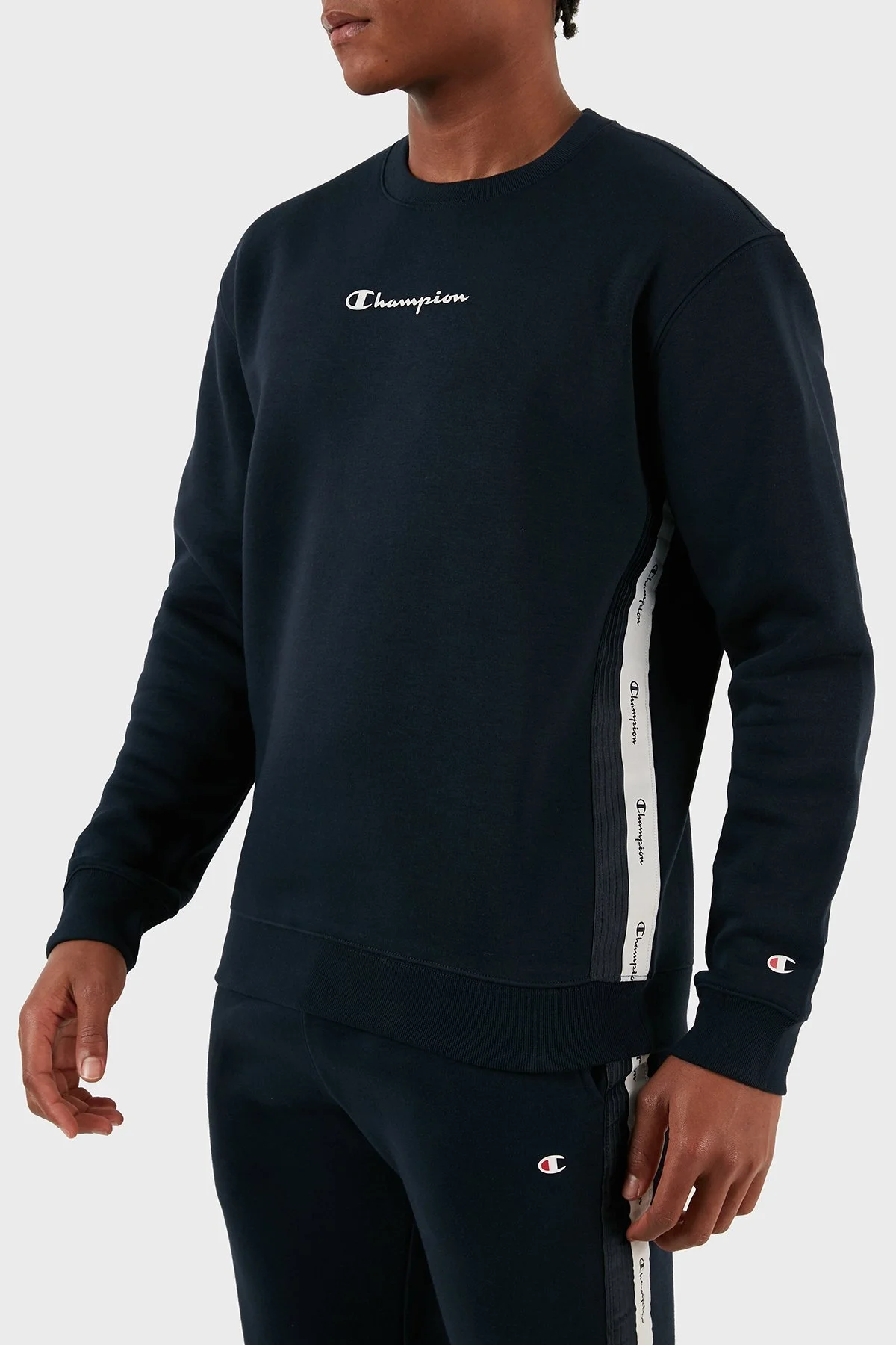 Champion Jakar Bantlı İçi Polarlı Bisiklet Yaka Comfort Fit Erkek Sweat 219093 NNY BS501 LACİVERT - 2