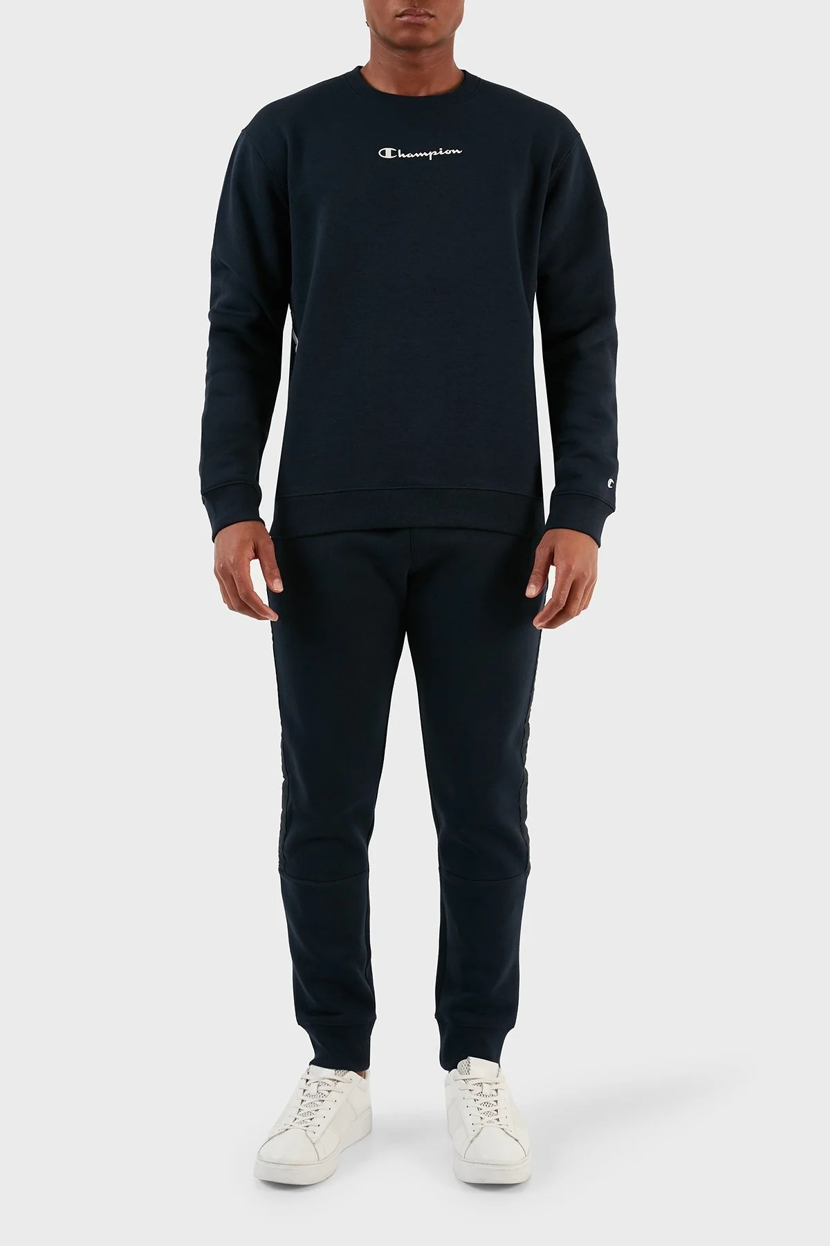 Champion Jakar Bantlı İçi Polarlı Bisiklet Yaka Comfort Fit Erkek Sweat 219093 NNY BS501 LACİVERT - 3