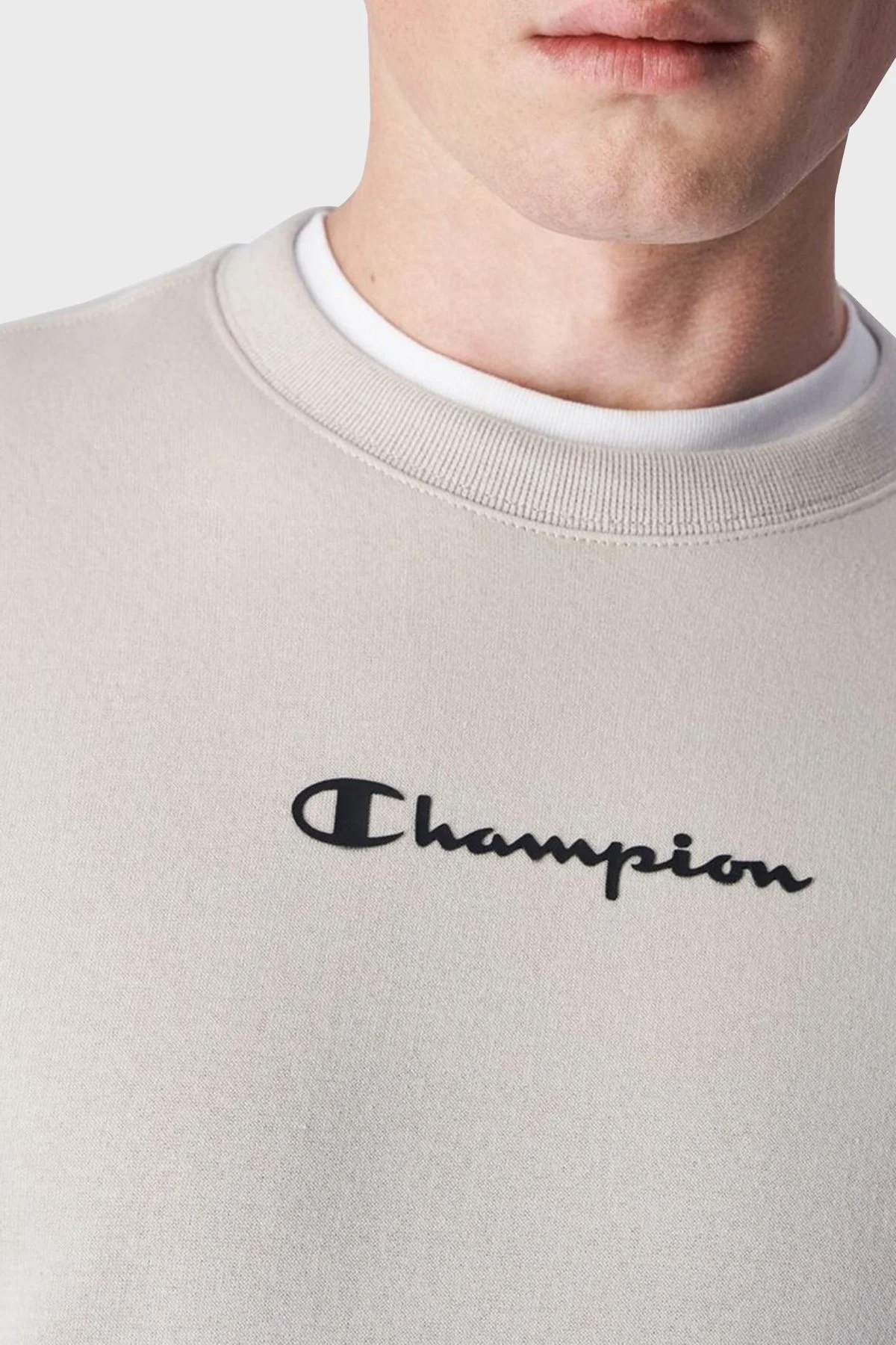 Champion Jakar Bantlı İçi Polarlı Bisiklet Yaka Comfort Fit Erkek Sweat 219093 SVL ES057 BEJ - 3