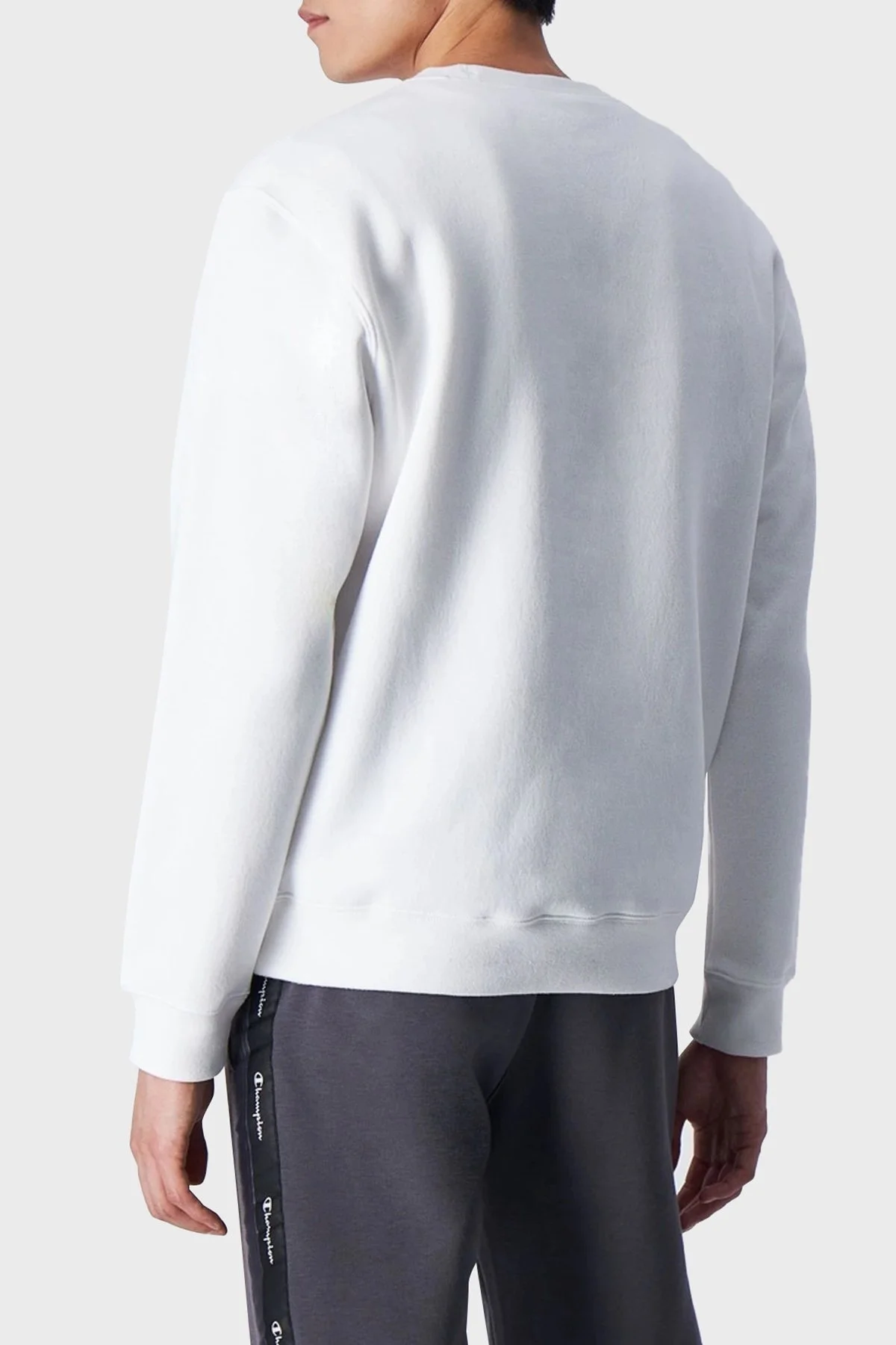 Champion Jakar Bantlı İçi Polarlı Bisiklet Yaka Comfort Fit Erkek Sweat 219093 WHT WW001 BEYAZ - 3