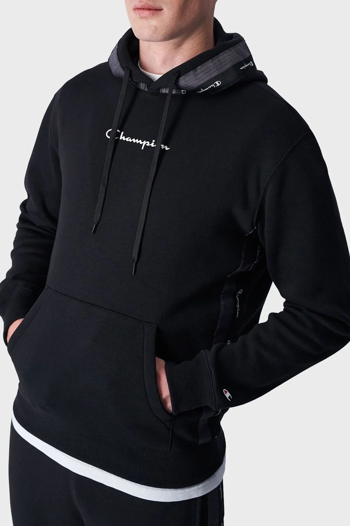 Champion Jakar Bantlı İçi Polarlı Kapüşonlu Comfort Fit Erkek Sweat 219092 NBK KK001 SİYAH - 1