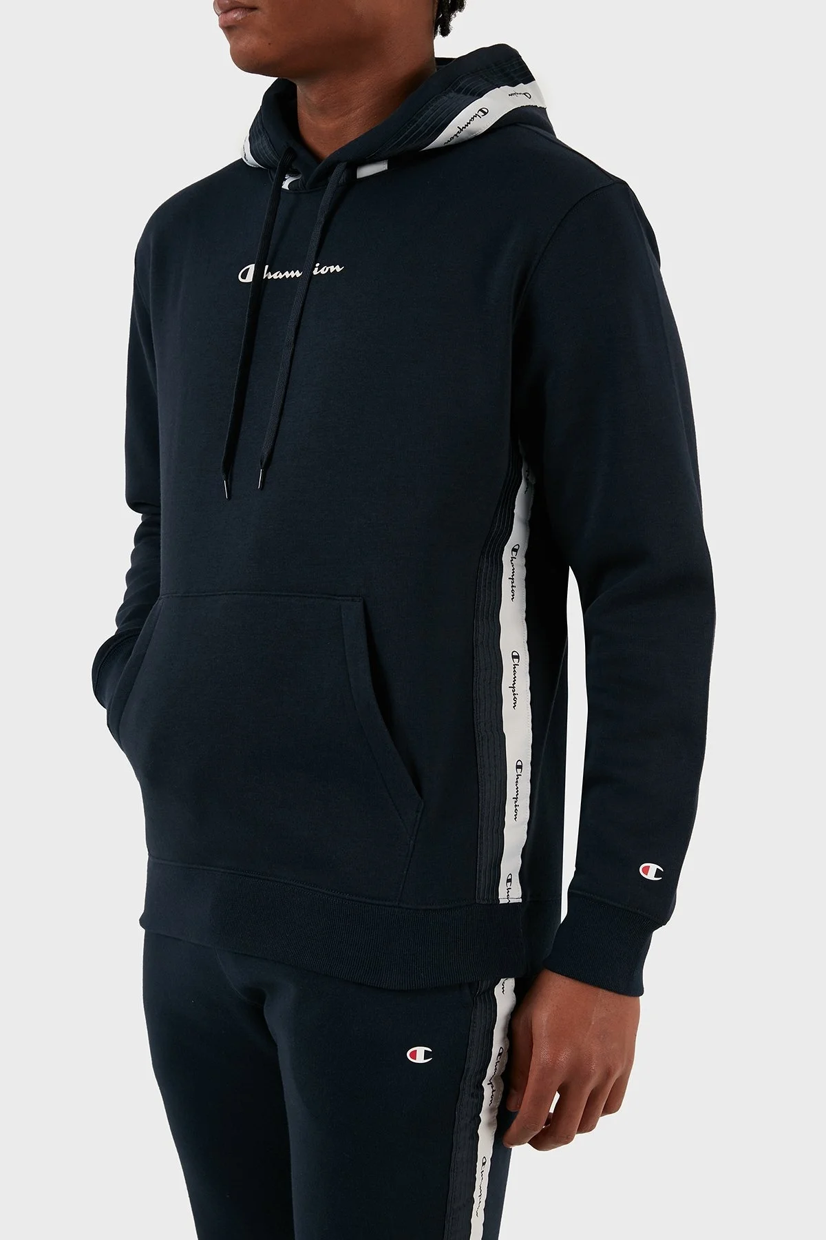 Champion Jakar Bantlı İçi Polarlı Kapüşonlu Comfort Fit Erkek Sweat 219092 NNY BS501 LACİVERT - 2