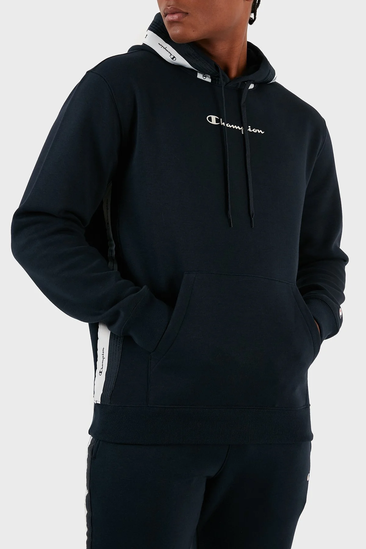 Champion Jakar Bantlı İçi Polarlı Kapüşonlu Comfort Fit Erkek Sweat 219092 NNY BS501 LACİVERT - 5