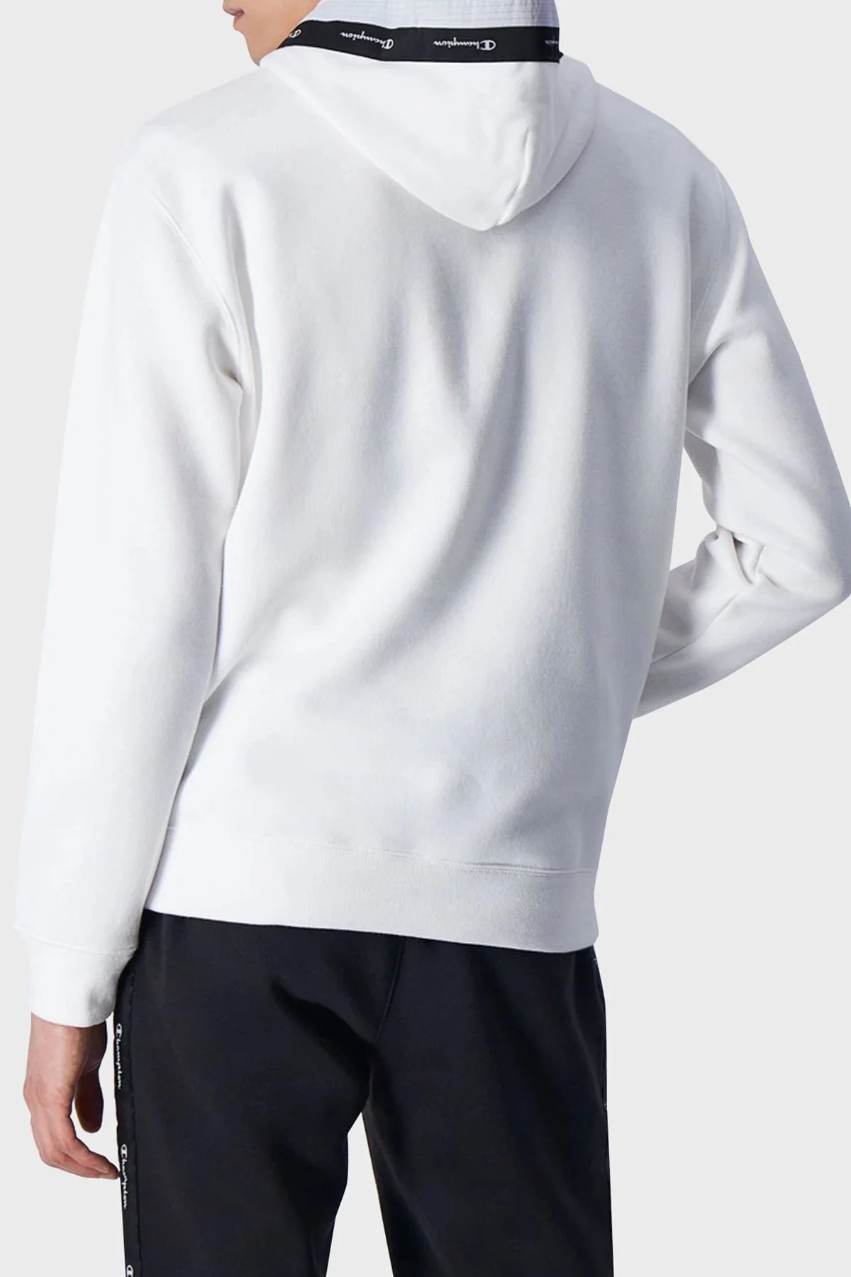 Champion Jakar Bantlı İçi Polarlı Kapüşonlu Comfort Fit Erkek Sweat 219092 WHT WW001 BEYAZ - 3