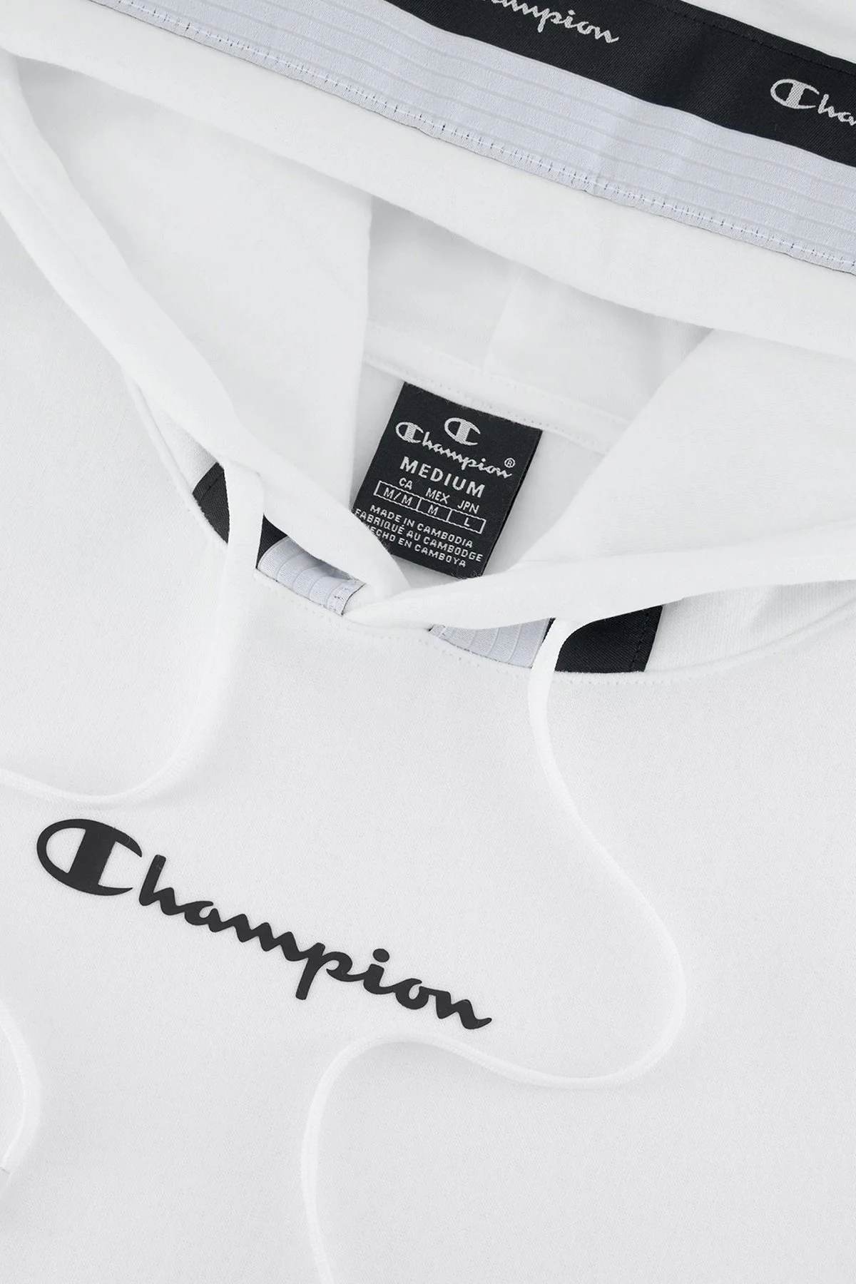 Champion Jakar Bantlı İçi Polarlı Kapüşonlu Comfort Fit Erkek Sweat 219092 WHT WW001 BEYAZ - 4