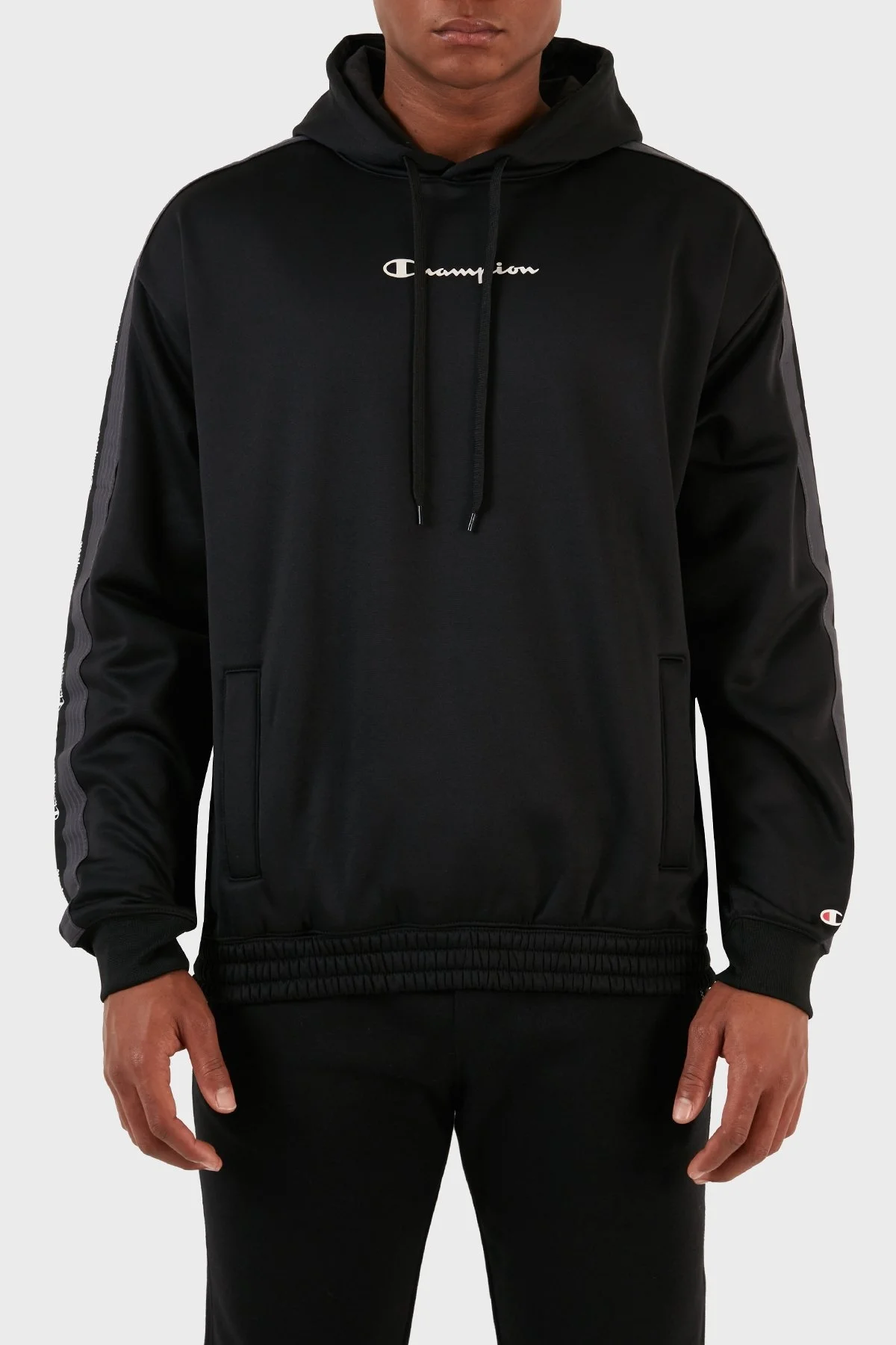 Champion Jakar Bantlı Kapüşonlu İçi Polarlı Custom Fit Erkek Sweat 219104 NBK KK001 SİYAH - 1