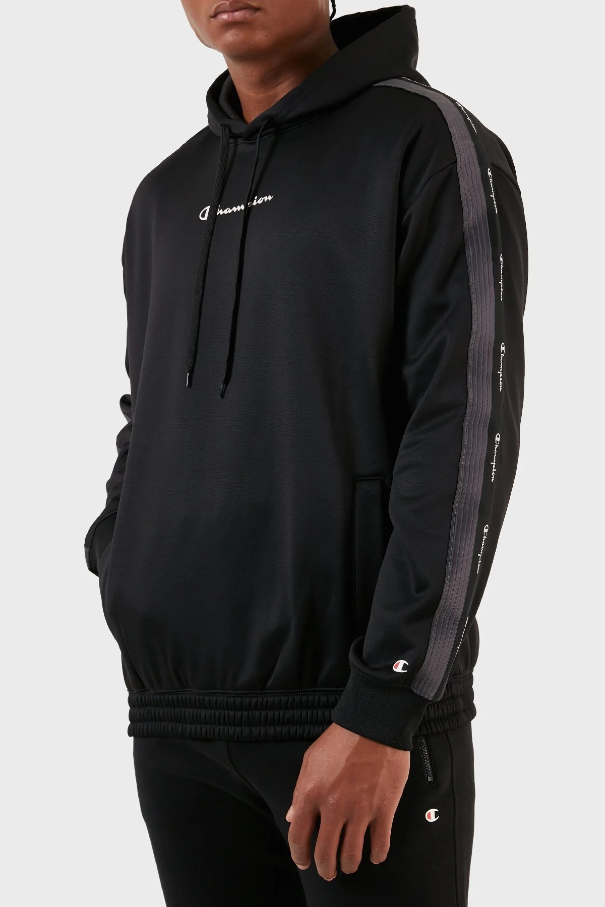 Champion Jakar Bantlı Kapüşonlu İçi Polarlı Custom Fit Erkek Sweat 219104 NBK KK001 SİYAH - 4