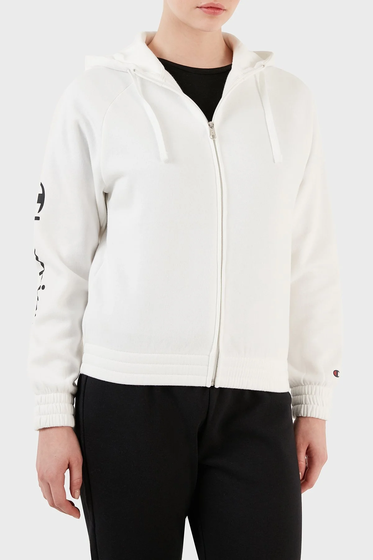 Champion Kapüşonlu Fermuarlı Polar Bayan Eşofman Takımı 116885 WAY/NBK WW036 SİYAH-BEYAZ - 2