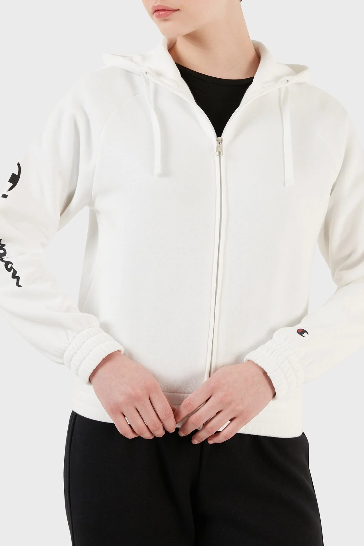 Champion Kapüşonlu Fermuarlı Polar Bayan Eşofman Takımı 116885 WAY/NBK WW036 SİYAH-BEYAZ - 6