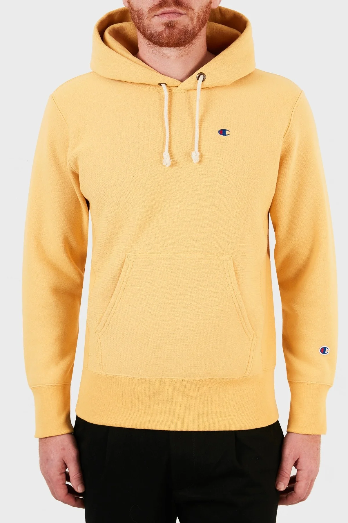 Champion Kapüşonlu Ters Örgü Custom Fit Pamuklu Erkek Sweat 216496 OCH YS108 SARI - 1