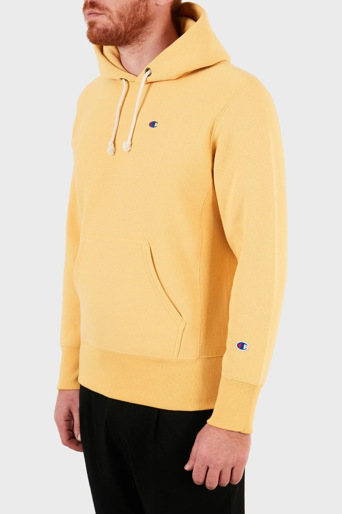 Champion Kapüşonlu Ters Örgü Custom Fit Pamuklu Erkek Sweat 216496 OCH YS108 SARI - 3