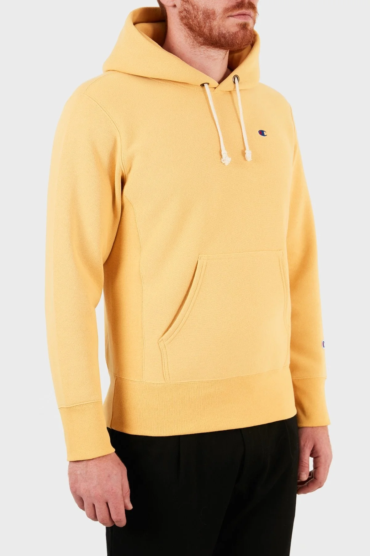 Champion Kapüşonlu Ters Örgü Custom Fit Pamuklu Erkek Sweat 216496 OCH YS108 SARI - 4