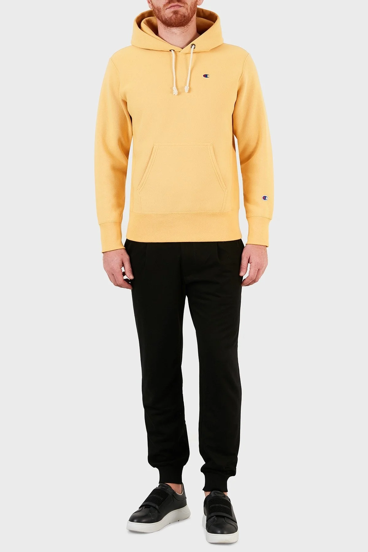 Champion Kapüşonlu Ters Örgü Custom Fit Pamuklu Erkek Sweat 216496 OCH YS108 SARI - 5