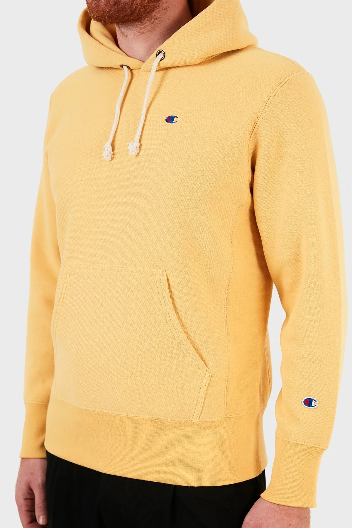 Champion Kapüşonlu Ters Örgü Custom Fit Pamuklu Erkek Sweat 216496 OCH YS108 SARI - 6