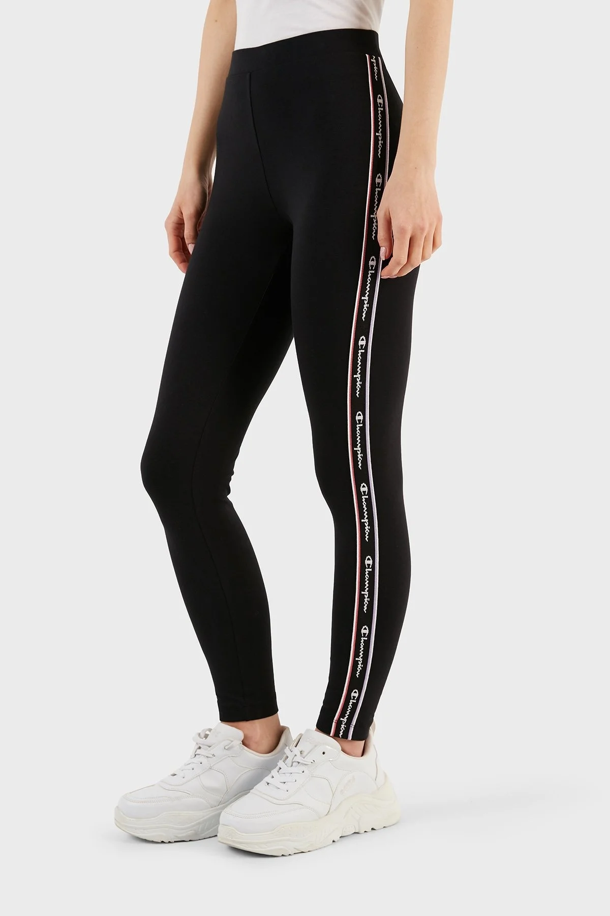 Champion Logo Bantlı Yüksek Bel Slim Fit Bayan Tayt 117046 NBK KK001 SİYAH - 3