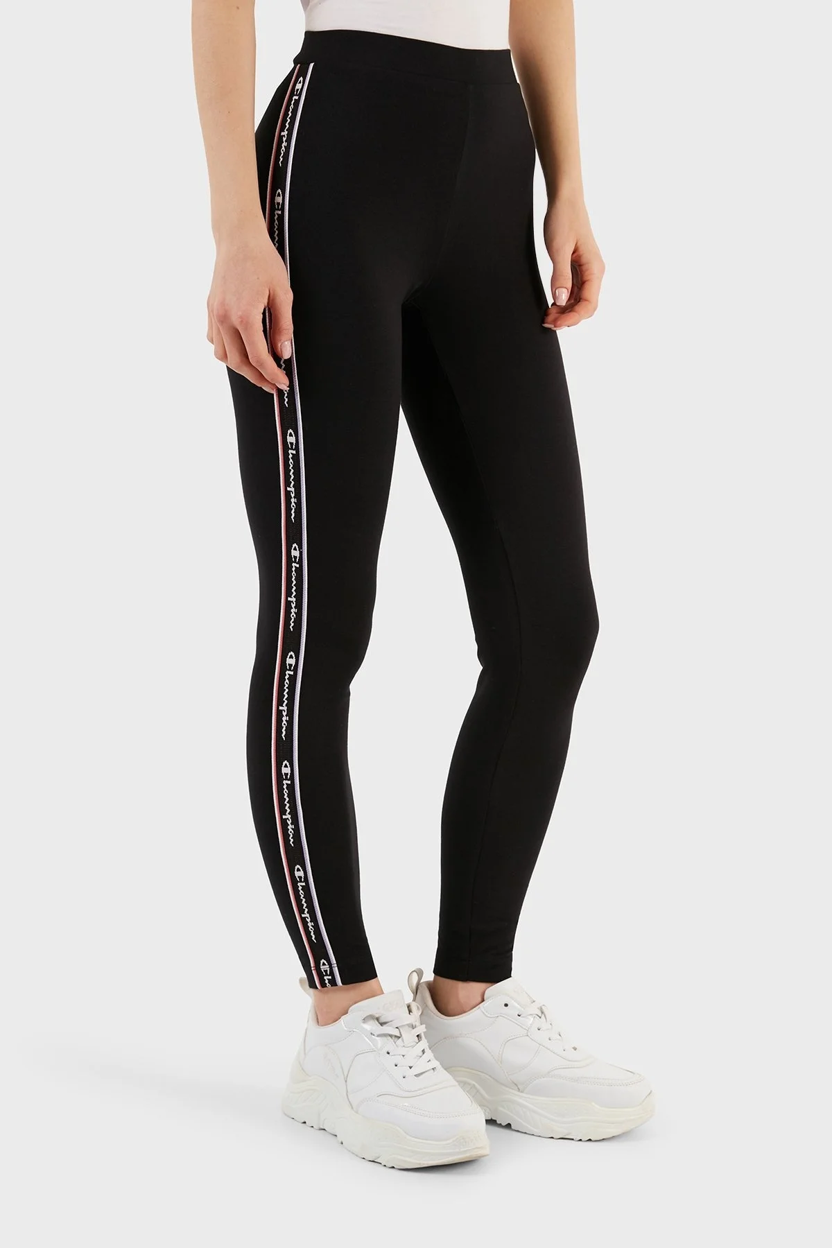 Champion Logo Bantlı Yüksek Bel Slim Fit Bayan Tayt 117046 NBK KK001 SİYAH - 4