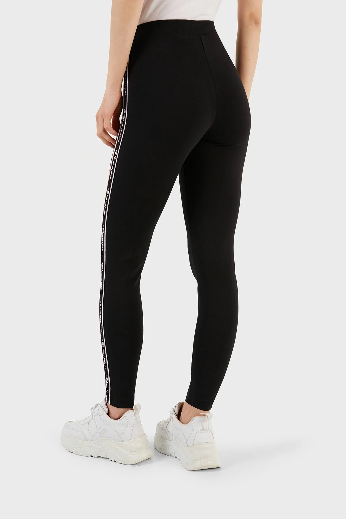 Champion Logo Bantlı Yüksek Bel Slim Fit Bayan Tayt 117046 NBK KK001 SİYAH - 5