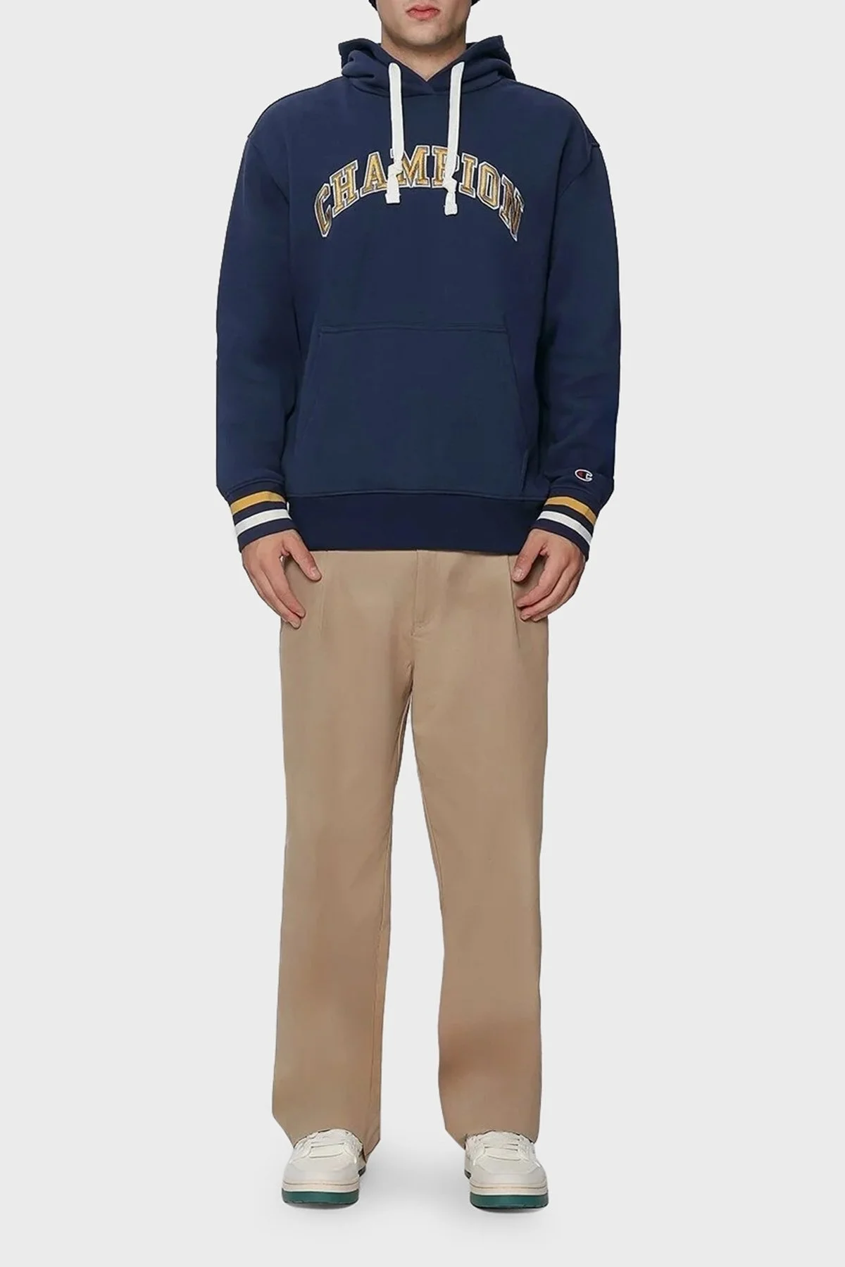 Champion Logo İşlemeli Kapüşonlu İçi Polarlı Relaxed Fit Erkek Sweat 219174 NAVA BS561 LACİVERT - 3