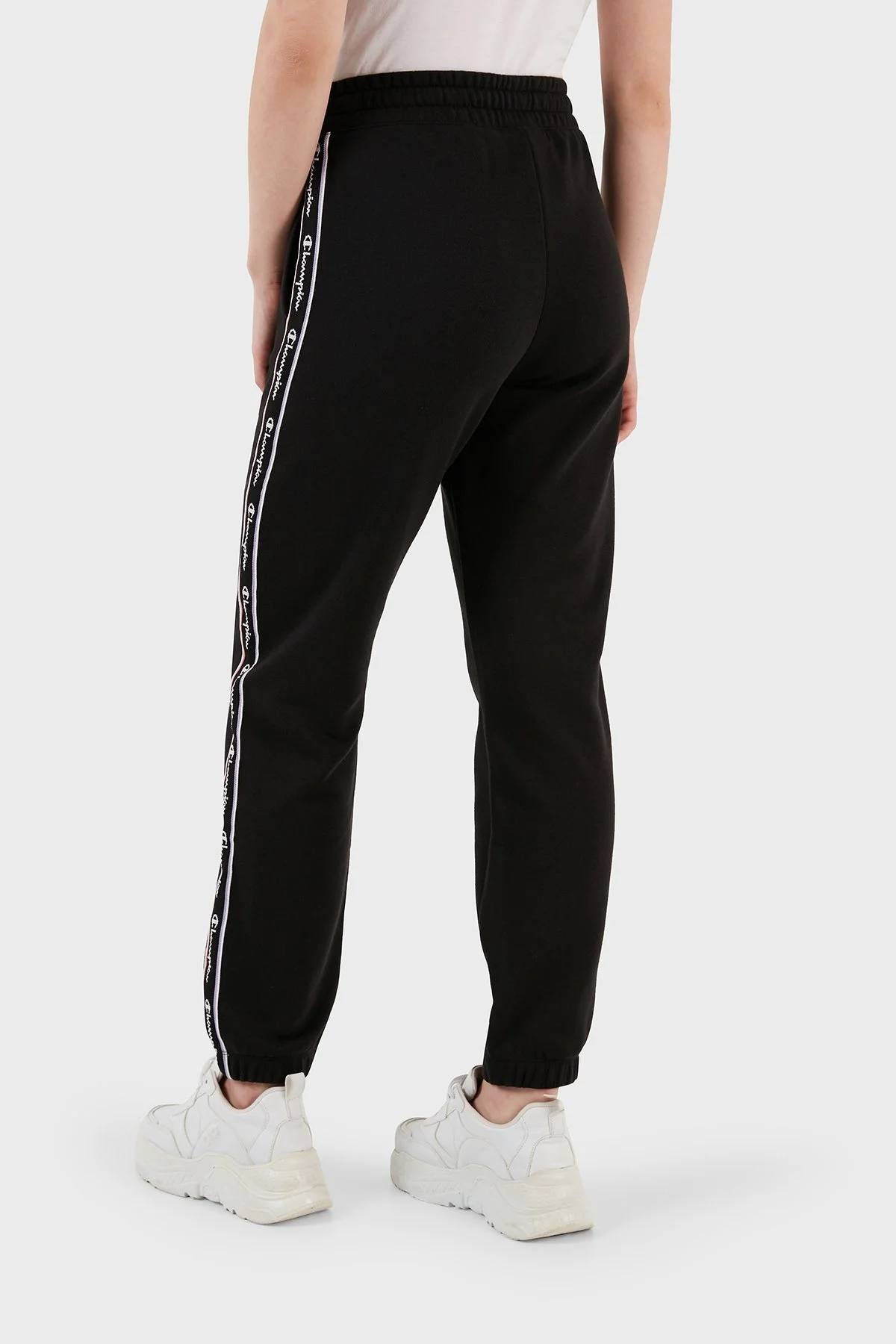Champion Logo Şeritli Regular Fit Belden Bağlamalı Cepli Spor Bayan Pantolon 117294 NBK KK001 SİYAH - 5