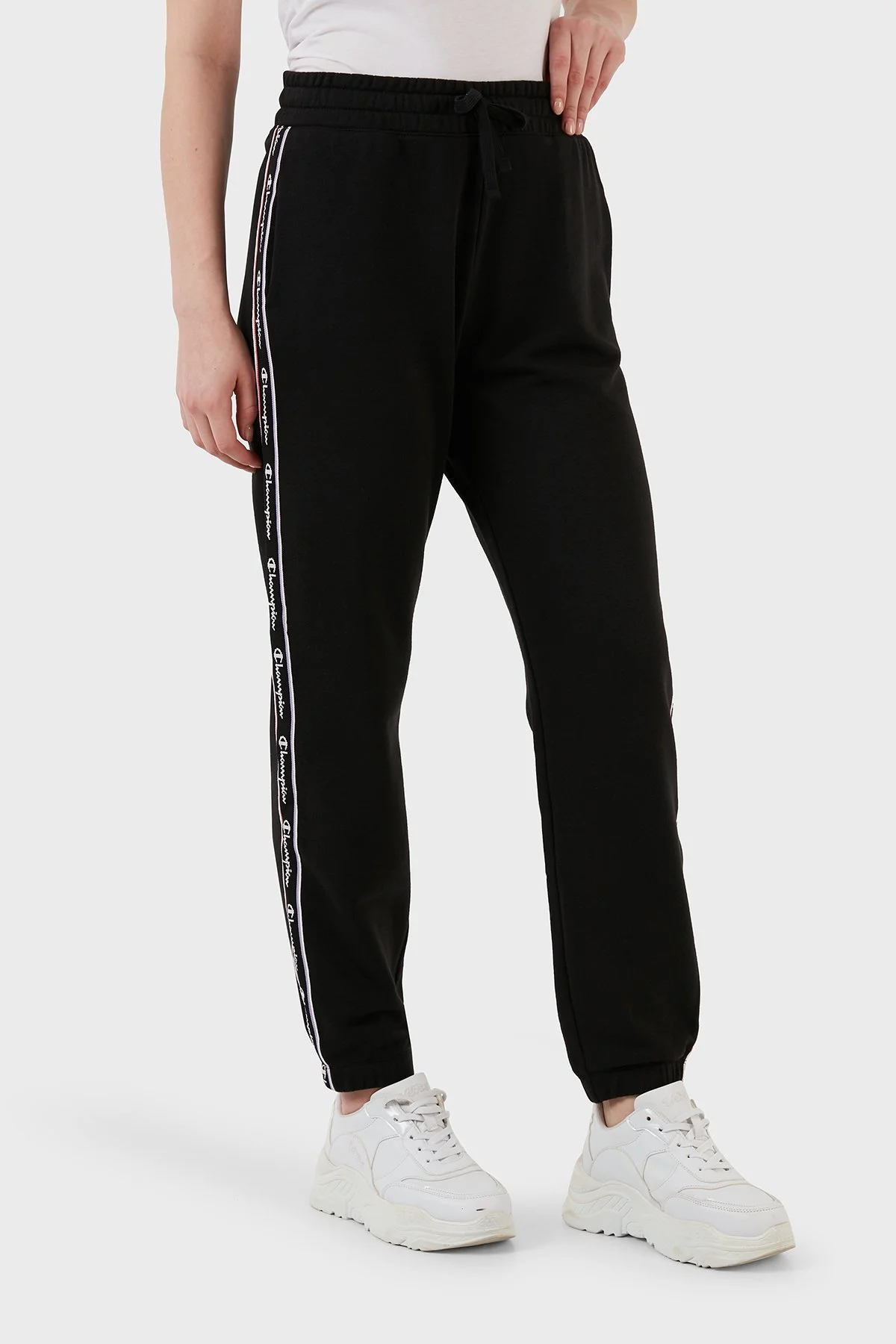Champion Logo Şeritli Regular Fit Belden Bağlamalı Cepli Spor Kadın Pantolon 117294 NBK KK001 SİYAH - 3