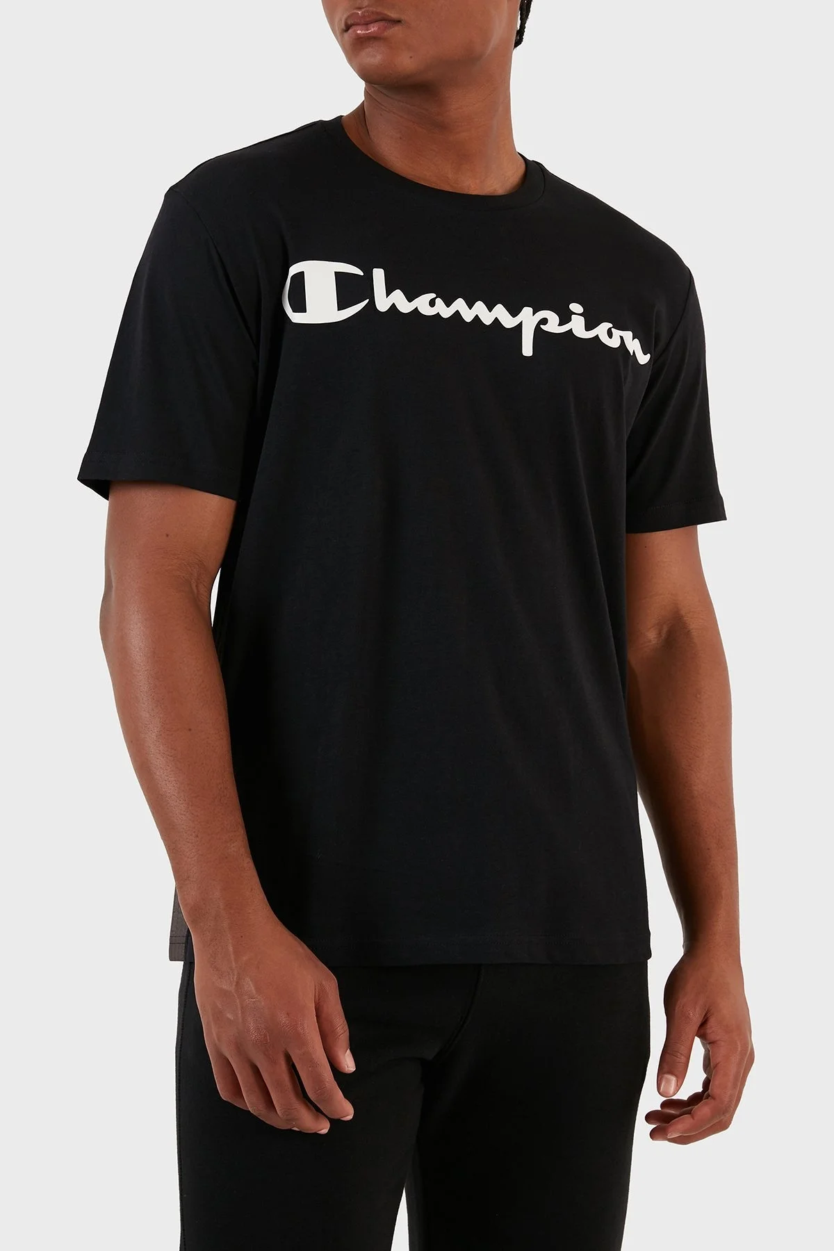 Champion Logolu Bisiklet Yaka % 100 Pamuk Regular Fit Erkek T Shirt 219098 NBK KK001 SİYAH - 3