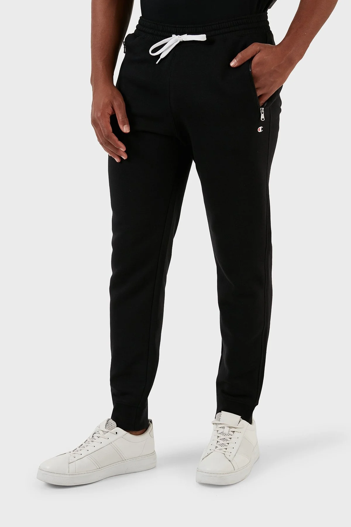 Champion Logolu Pamuk Karışımlı Belden Bağlamalı Regular Fit Spor Erkek Pantolon 218342 NBK KK001 SİYAH - 2