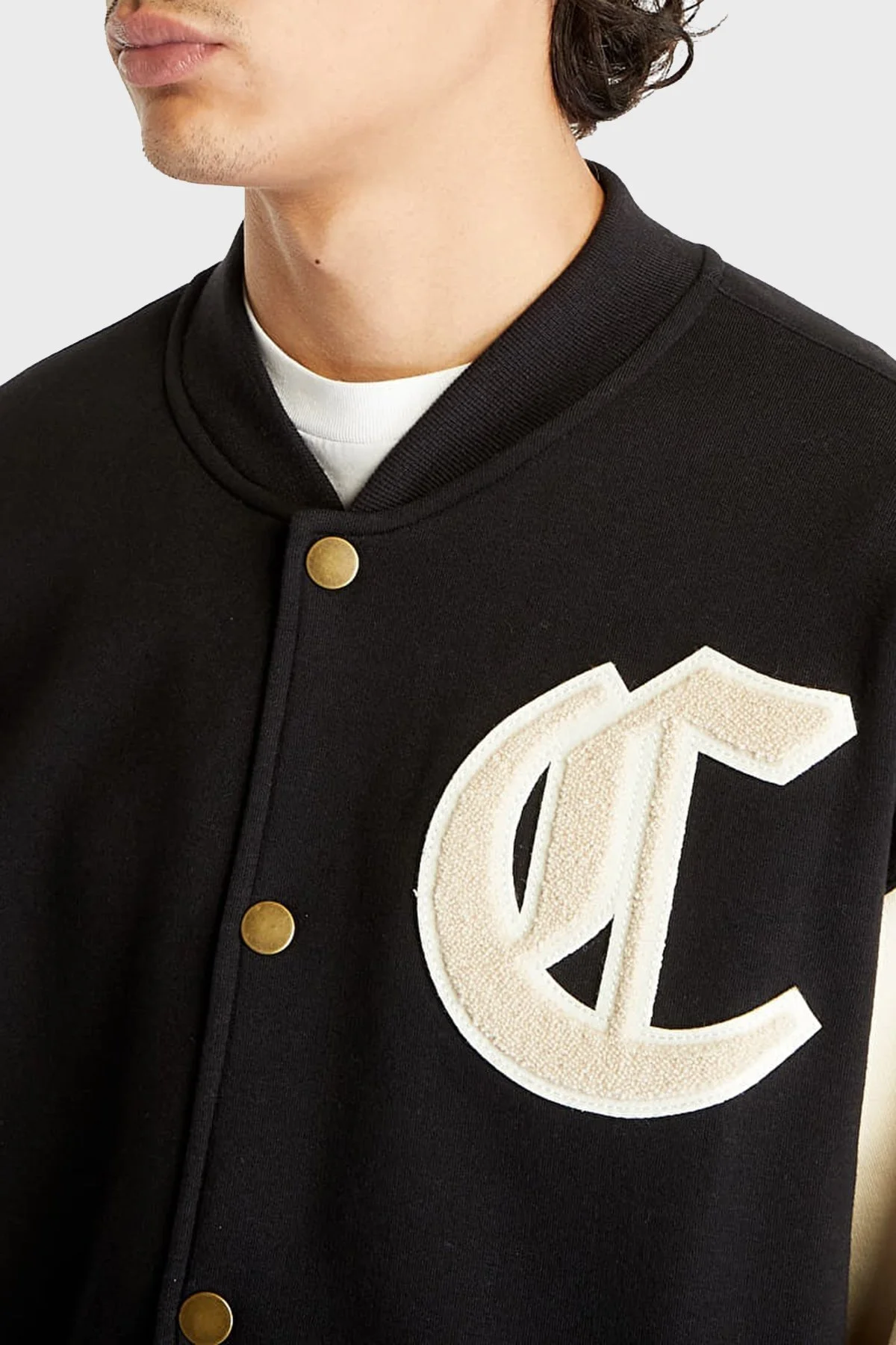 Champion Logolu Pamuklu İçi Polarlı Loose Fit Bomber Erkek Ceket 219091 NBK/SND KK002 SİYAH - 2