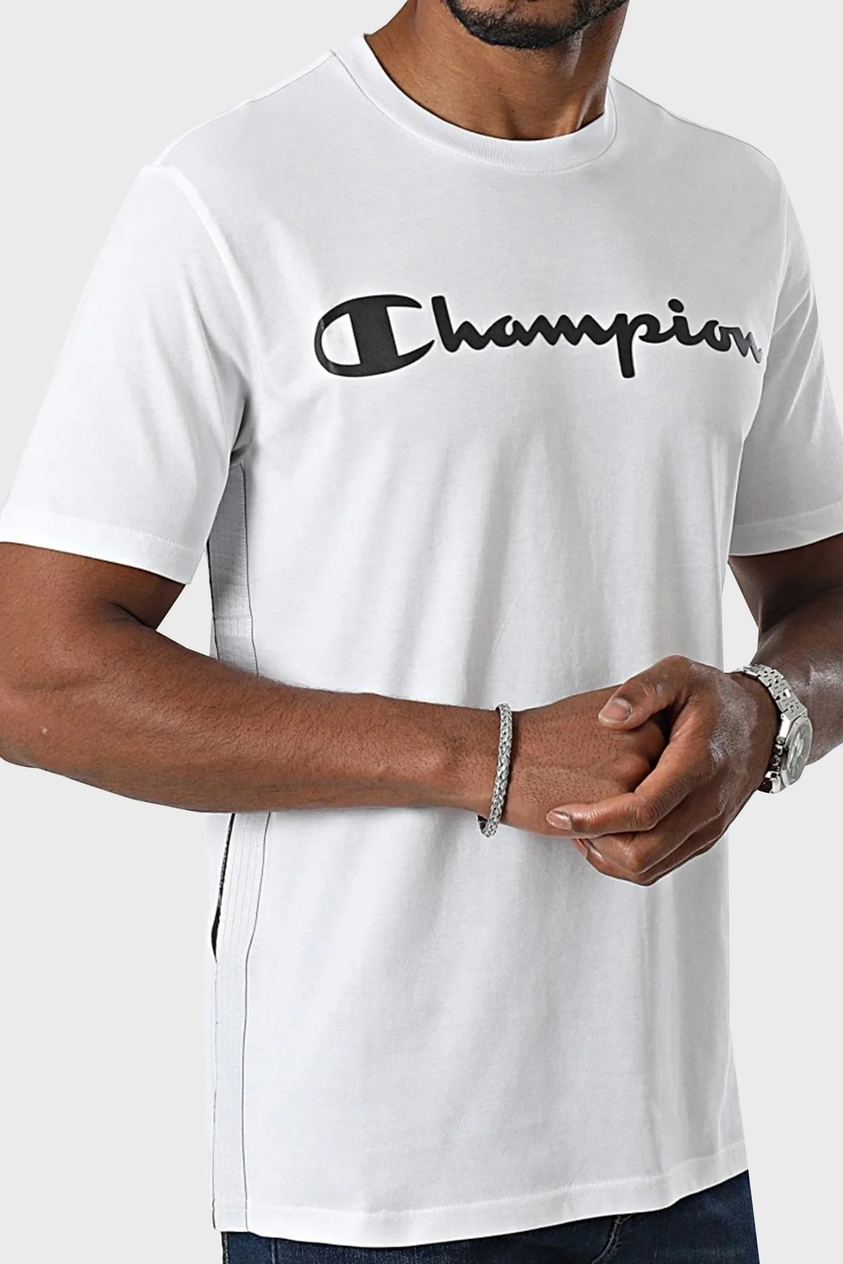 Champion Logolu Pamuklu Regular Fit Erkek T Shirt 219098 WHT WW001 BEYAZ - 1