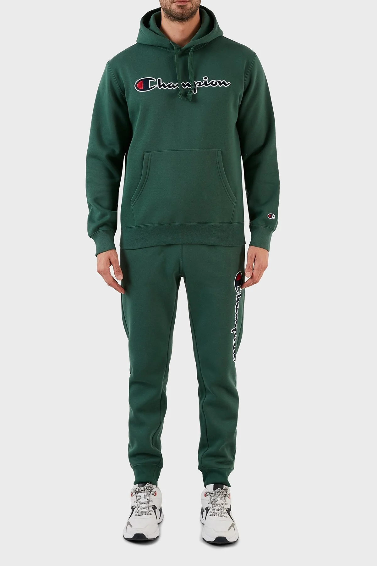 Champion Logolu Regular Fit Kapüşonlu Kanguru Cepli Pamuklu Erkek Sweat 217858 TKGGS 568 HAKİ - 4