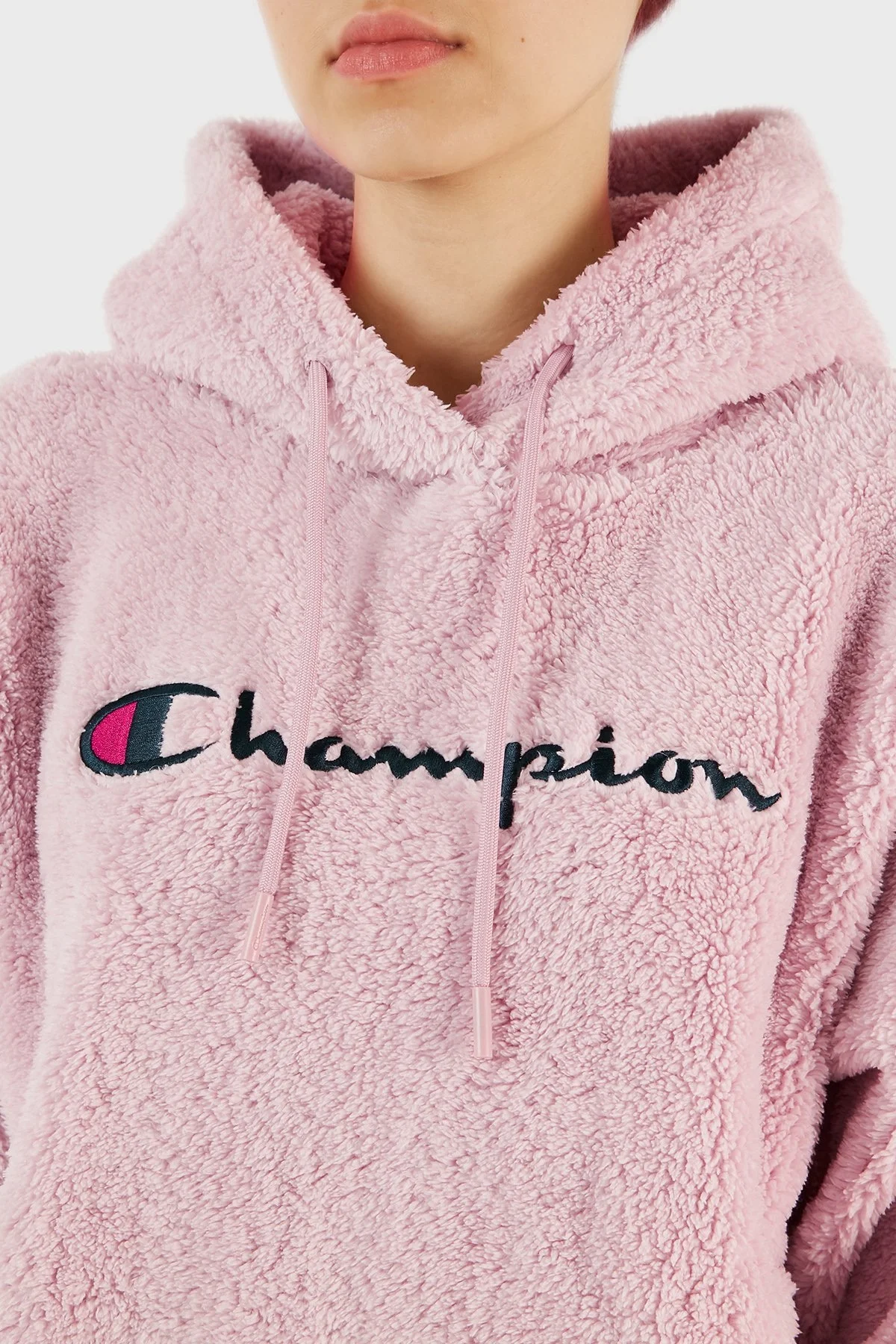 Champion Logolu Regular Fit Kapüşonlu Polar Teddy Bayan Sweat 116598 PLMV PS124 PUDRA - 4
