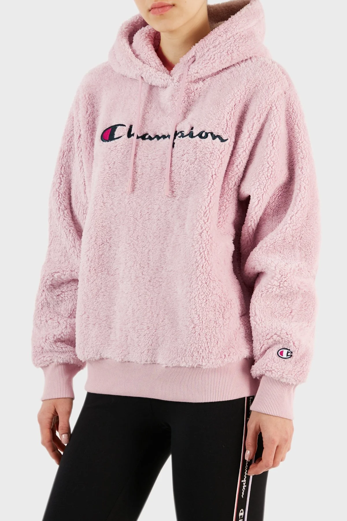 Champion Logolu Regular Fit Kapüşonlu Polar Teddy Bayan Sweat 116598 PLMV PS124 PUDRA - 5