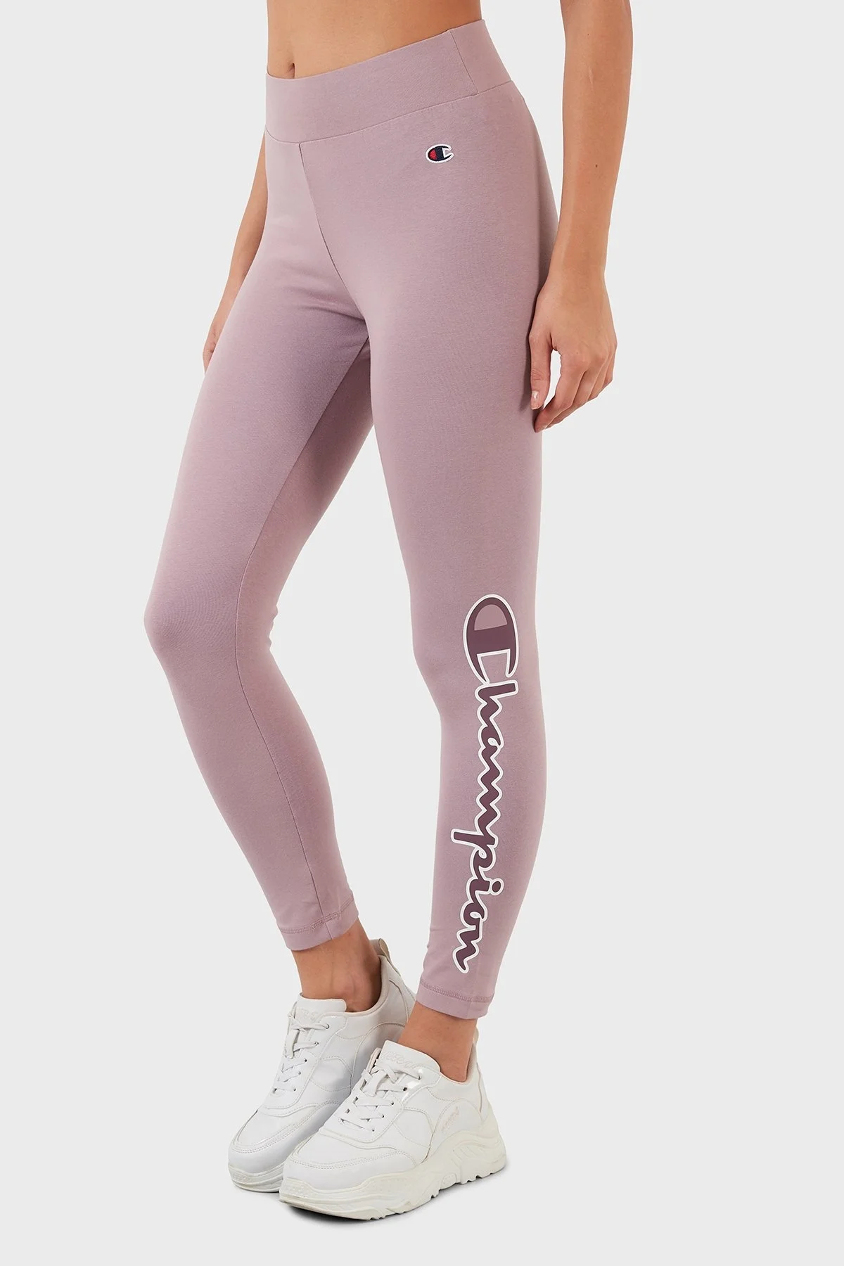Champion Logolu Yüksek Bel Slim Fit Pamuklu Bayan Tayt 115490 EBYPS 162 LİLA - 3