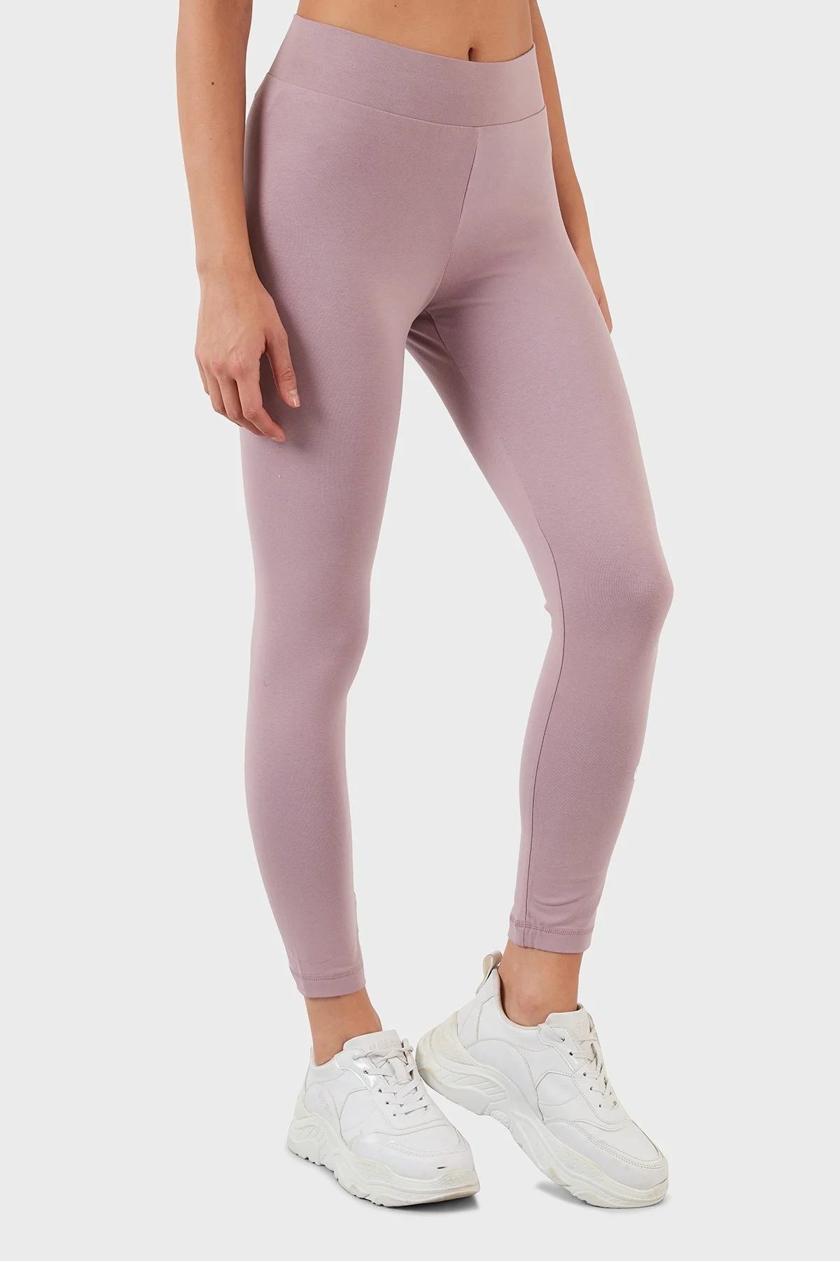 Champion Logolu Yüksek Bel Slim Fit Pamuklu Bayan Tayt 115490 EBYPS 162 LİLA - 4