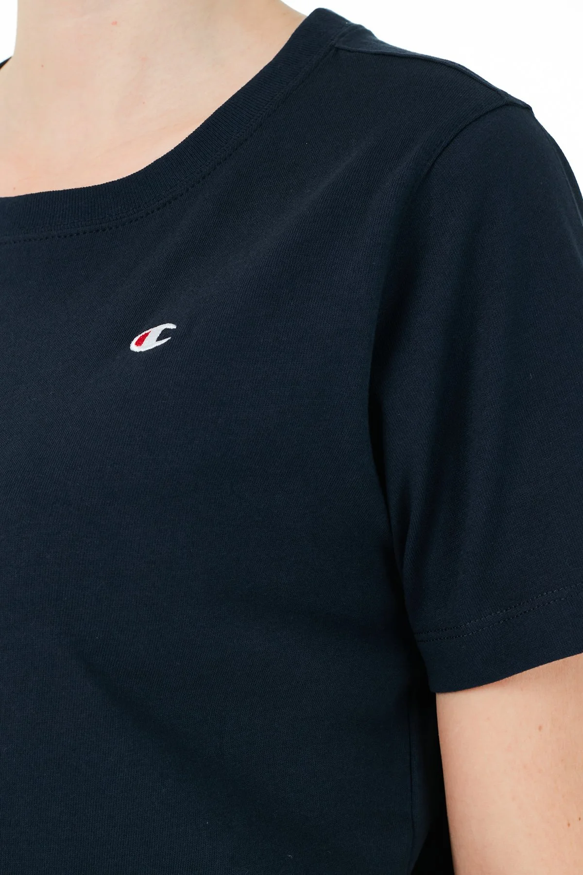 Champion Marka Logolu Bisiklet Yaka % 100 Pamuk Crop Bayan T Shirt 112731 NNY BS501 LACİVERT - 6