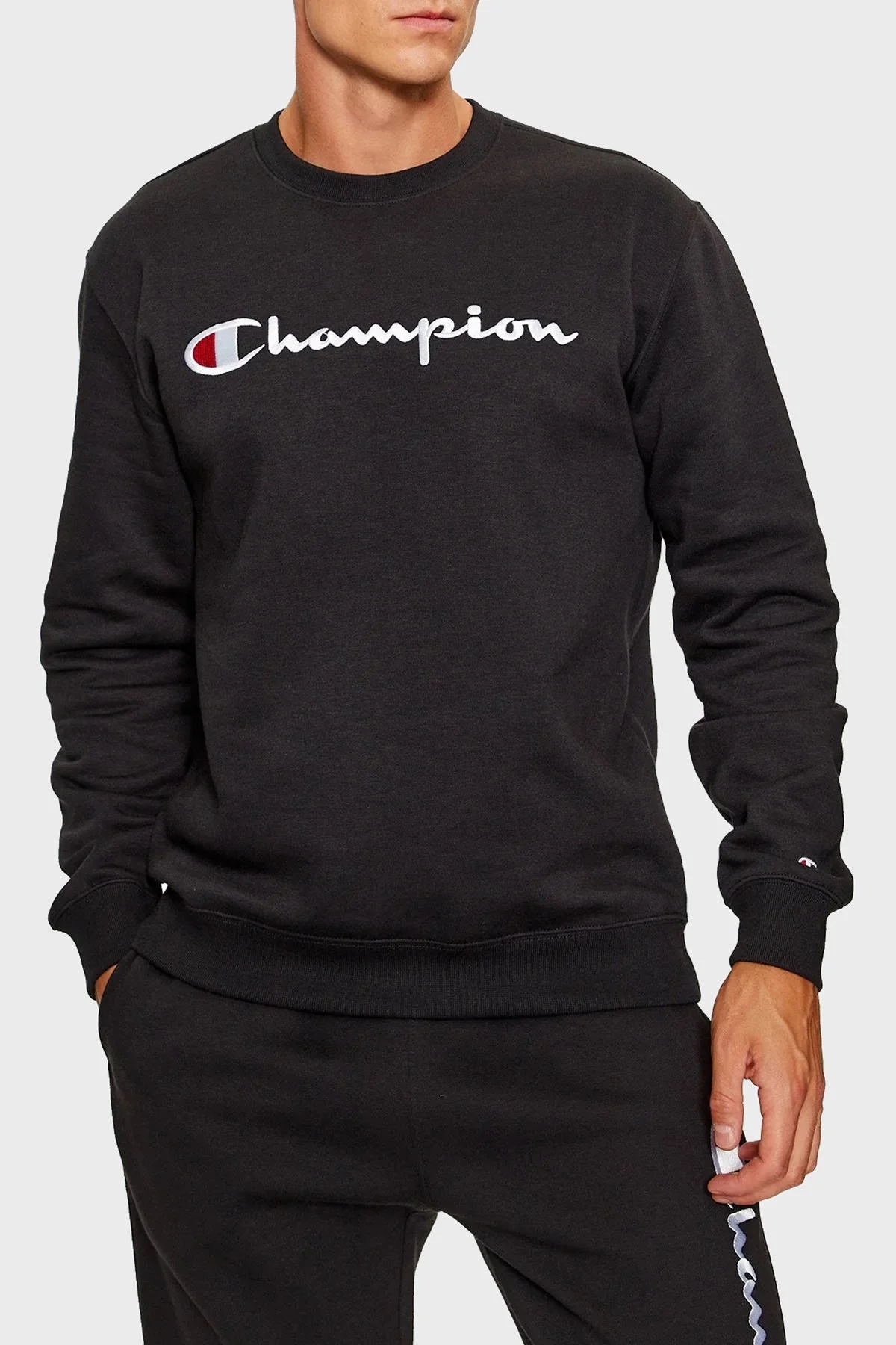 Champion Pamuklu Comfort Fit İçi Polarlı Bisiklet Yaka Erkek Sweat 219204 NBK KK001 SİYAH - 1