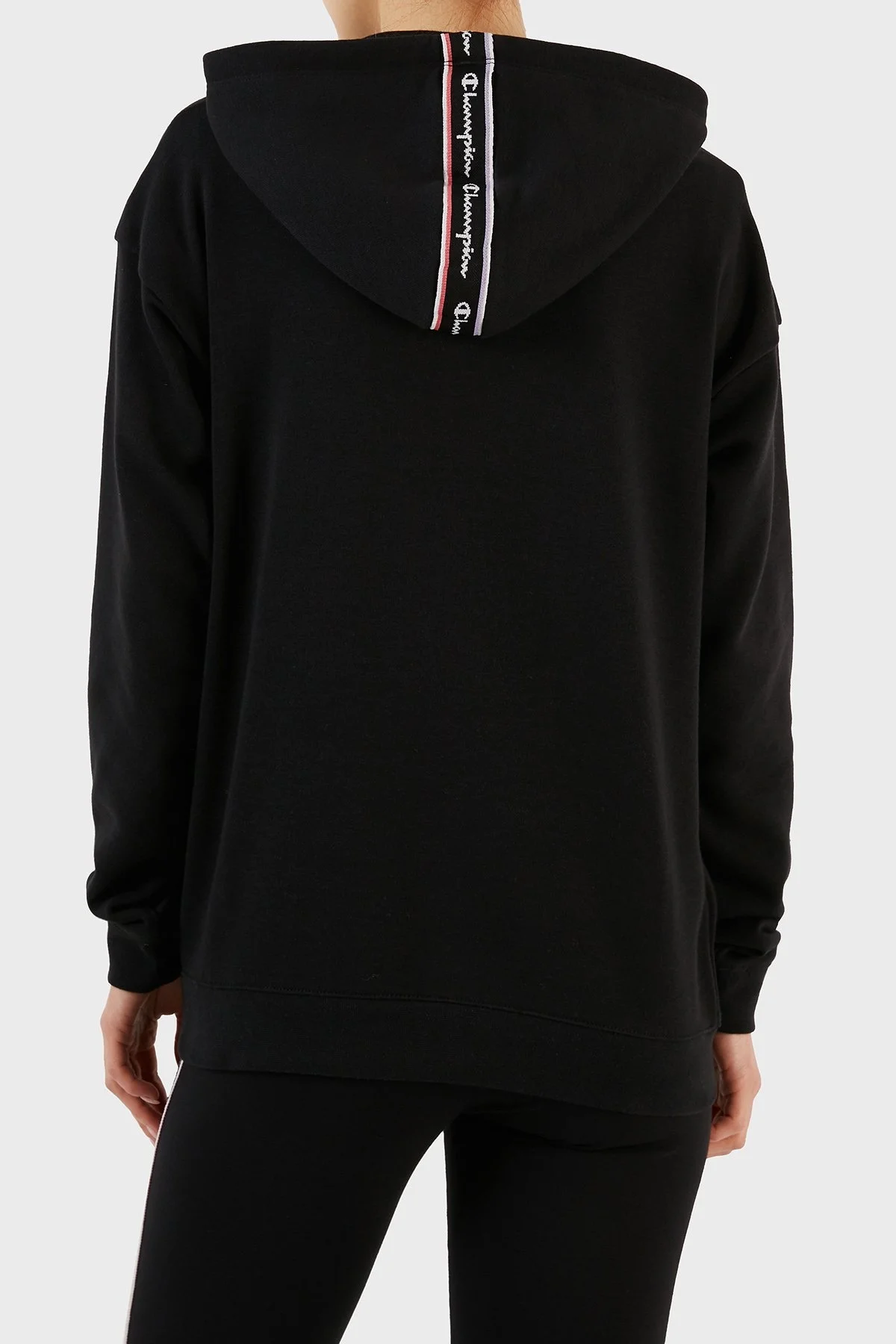 Champion Pamuklu Kapüşonlu Kanguru Cepli Regular Fit Bayan Sweat 117292 NBK KK001 SİYAH - 4