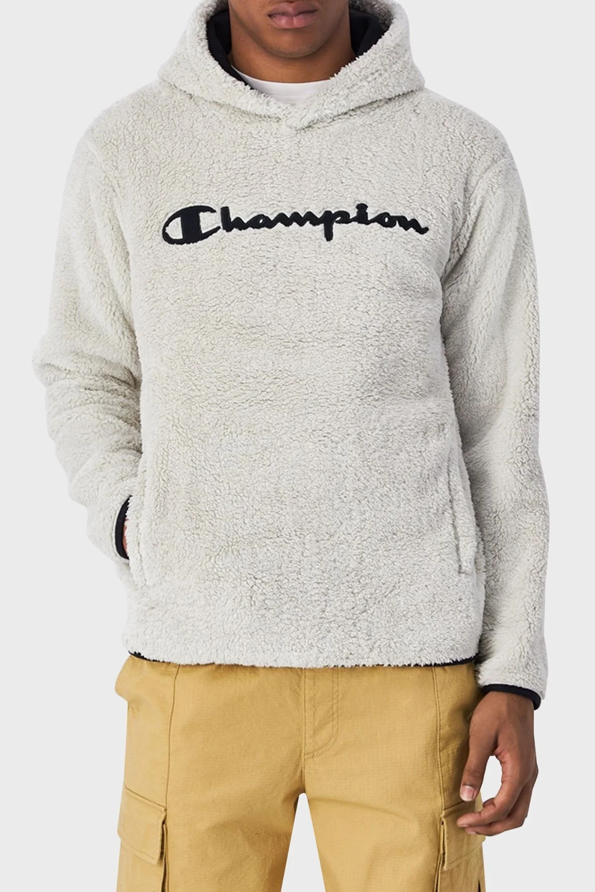 Champion Pamuklu Kapüşonlu Polar Erkek Sweat 214973 SVL/NBK ES057 TAŞ - 1