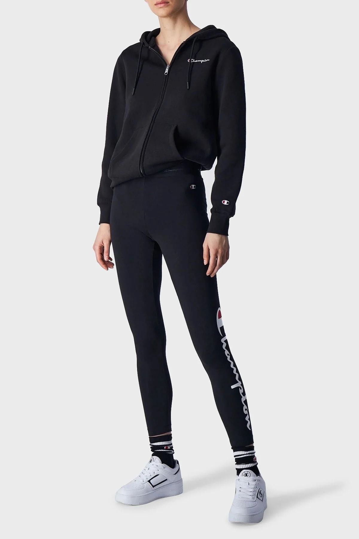 Champion Pamuklu Logolu Likralı Kısa Bayan Tayt 116616 NBK KK001 SİYAH - 1