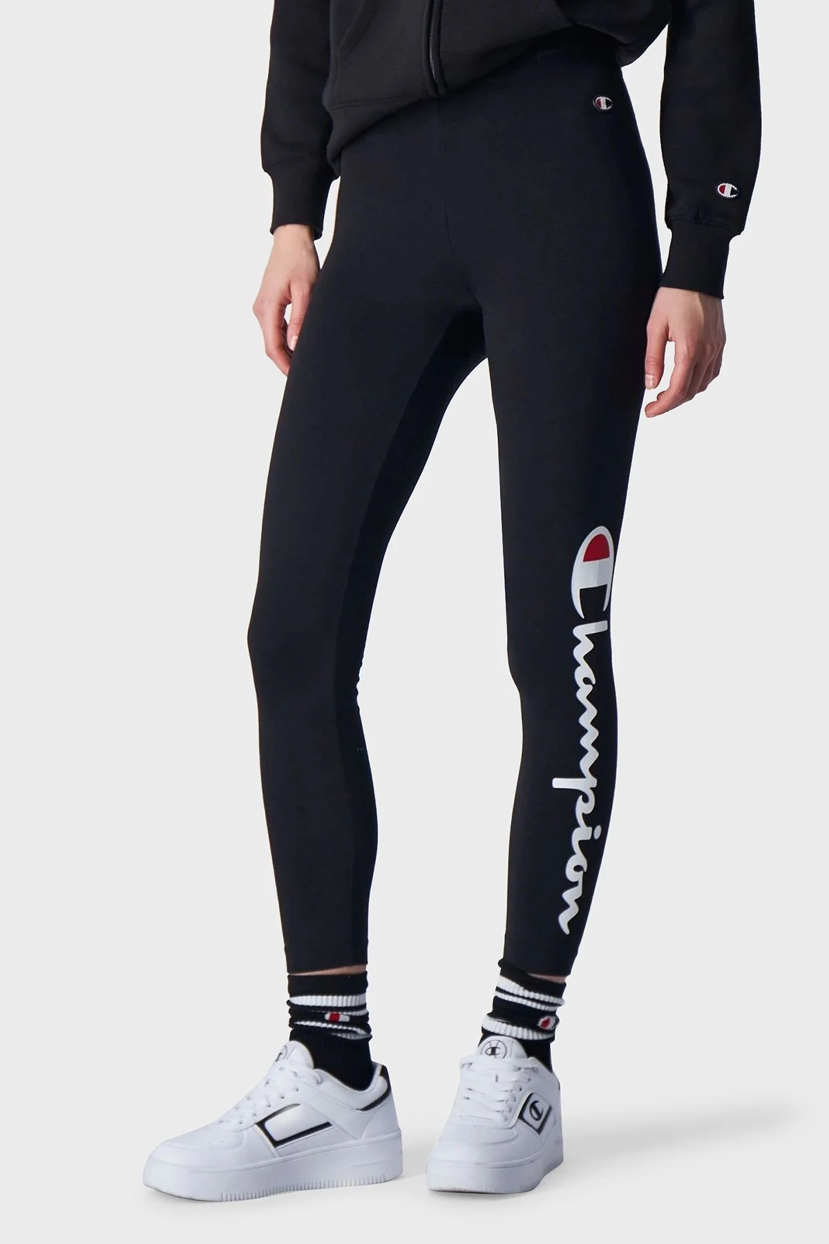 Champion Pamuklu Logolu Likralı Kısa Bayan Tayt 116616 NBK KK001 SİYAH - 2