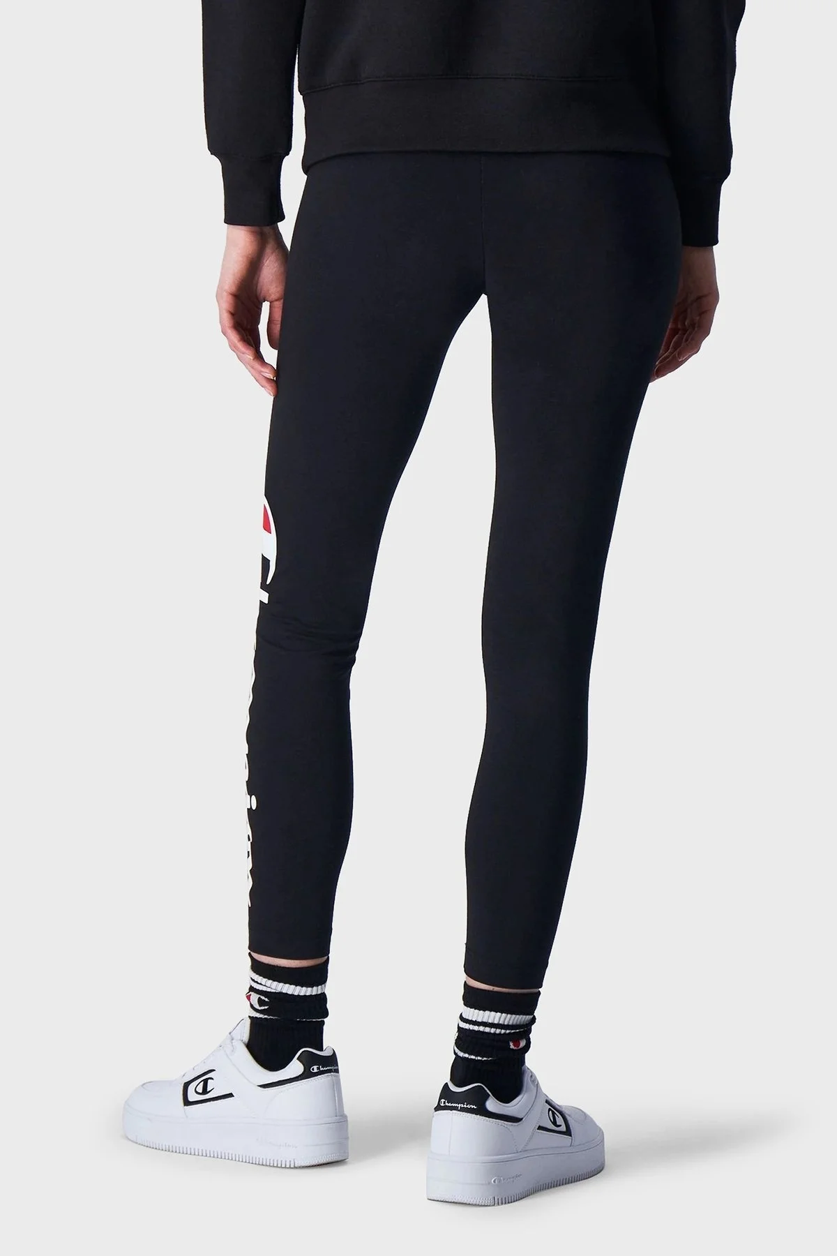 Champion Pamuklu Logolu Likralı Kısa Bayan Tayt 116616 NBK KK001 SİYAH - 3