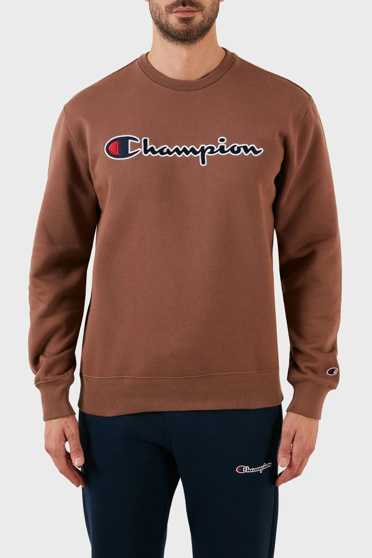 Champion Pamuklu Logolu Regular Fit Bisiklet Yaka Erkek Sweat 217859 AZTMS 557 KAHVE - 1