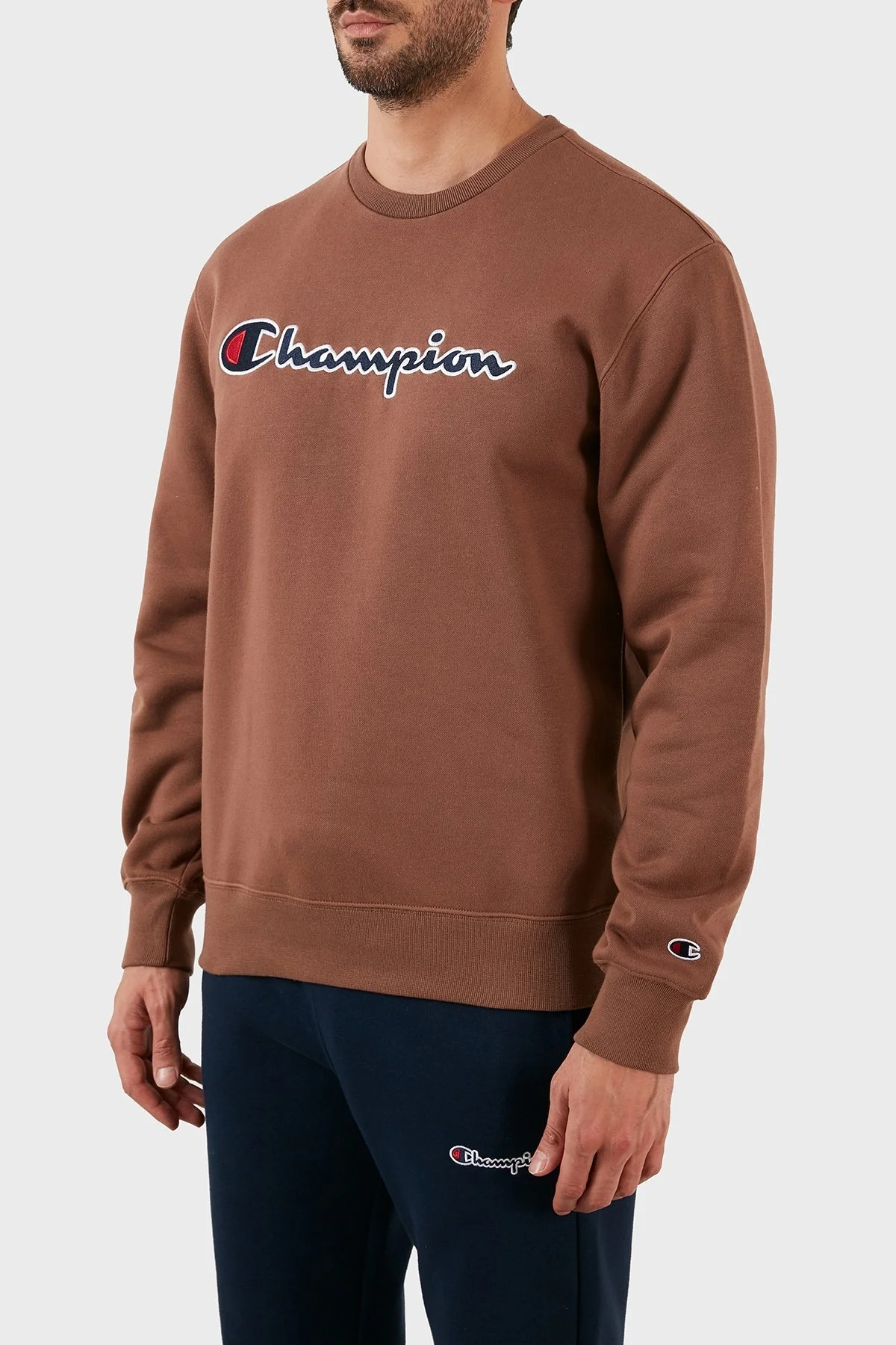 Champion Pamuklu Logolu Regular Fit Bisiklet Yaka Erkek Sweat 217859 AZTMS 557 KAHVE - 2