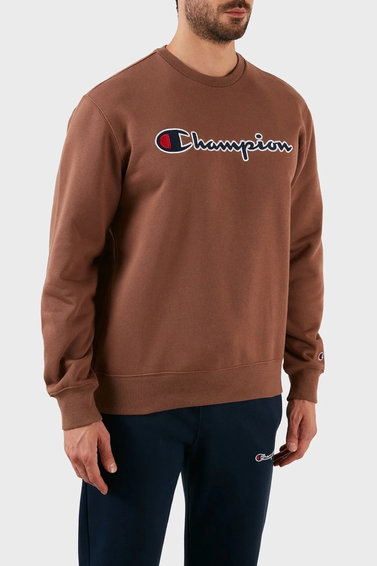 Champion Pamuklu Logolu Regular Fit Bisiklet Yaka Erkek Sweat 217859 AZTMS 557 KAHVE - 3