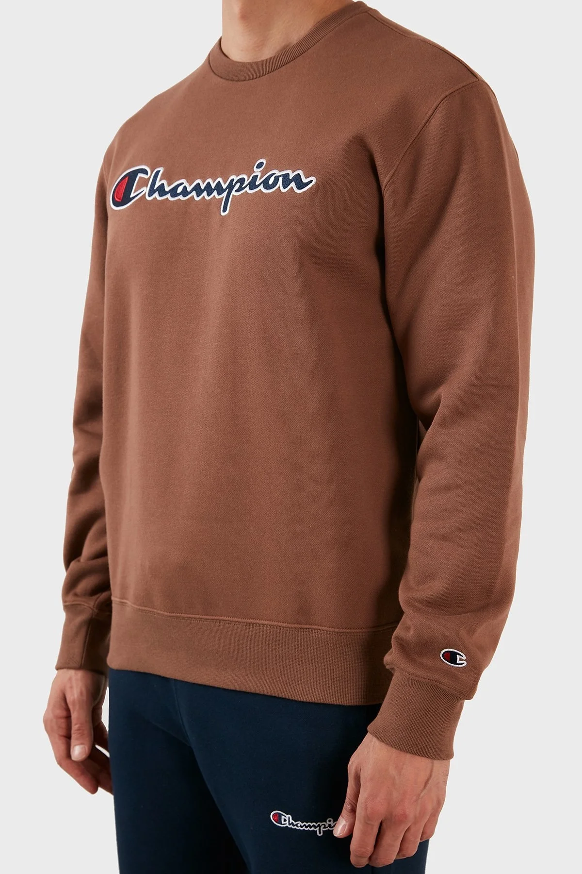 Champion Pamuklu Logolu Regular Fit Bisiklet Yaka Erkek Sweat 217859 AZTMS 557 KAHVE - 4